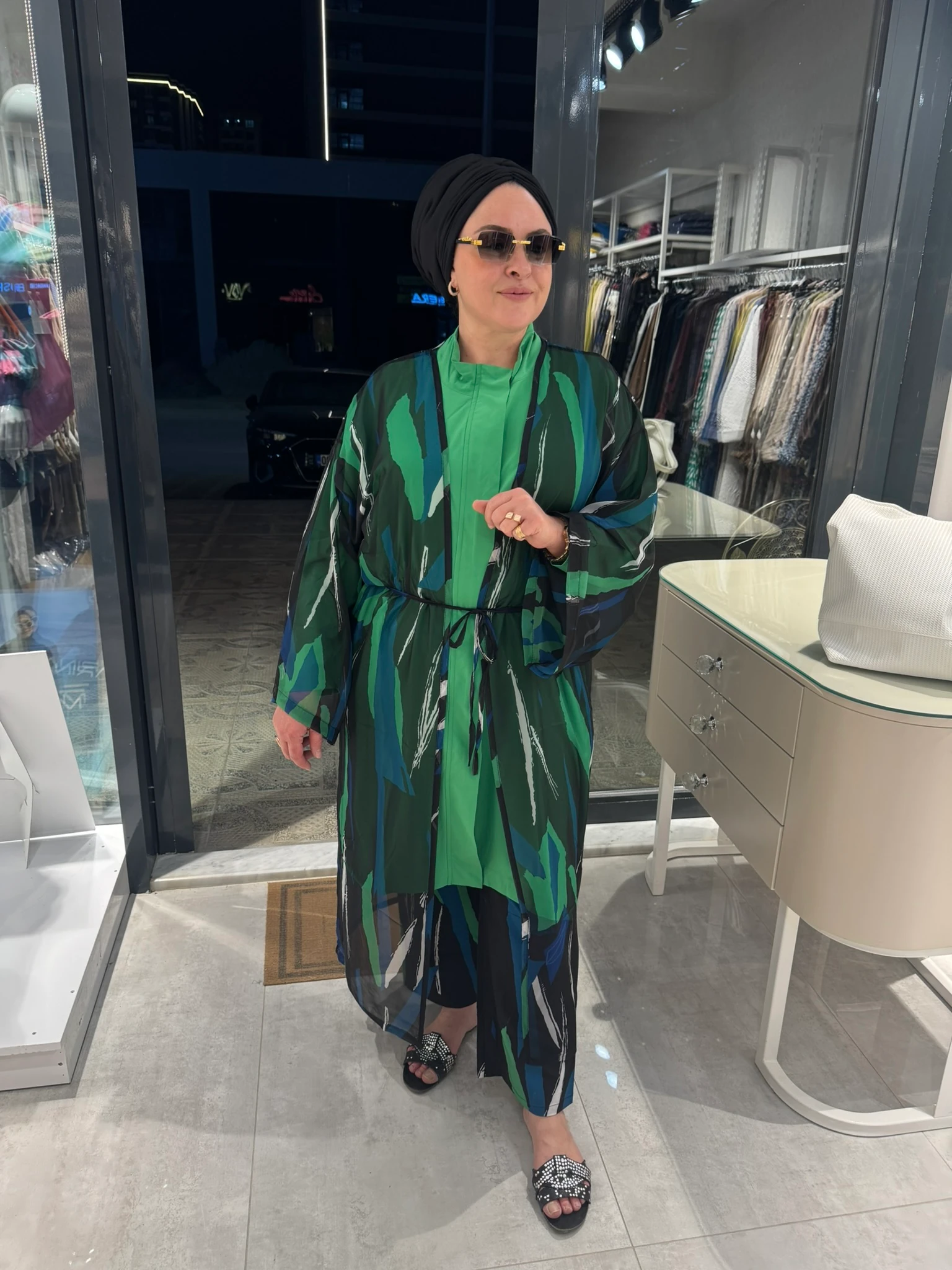 MARİNA YEŞİL TESETTÜR MAYO