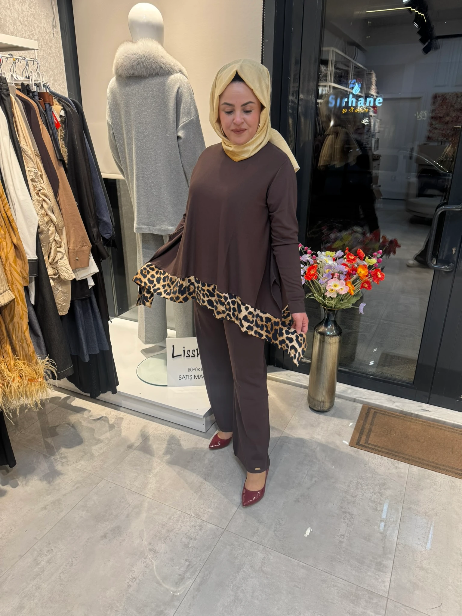 NİLVİ LEOPAR DESENLİ TRİKO TAKIM