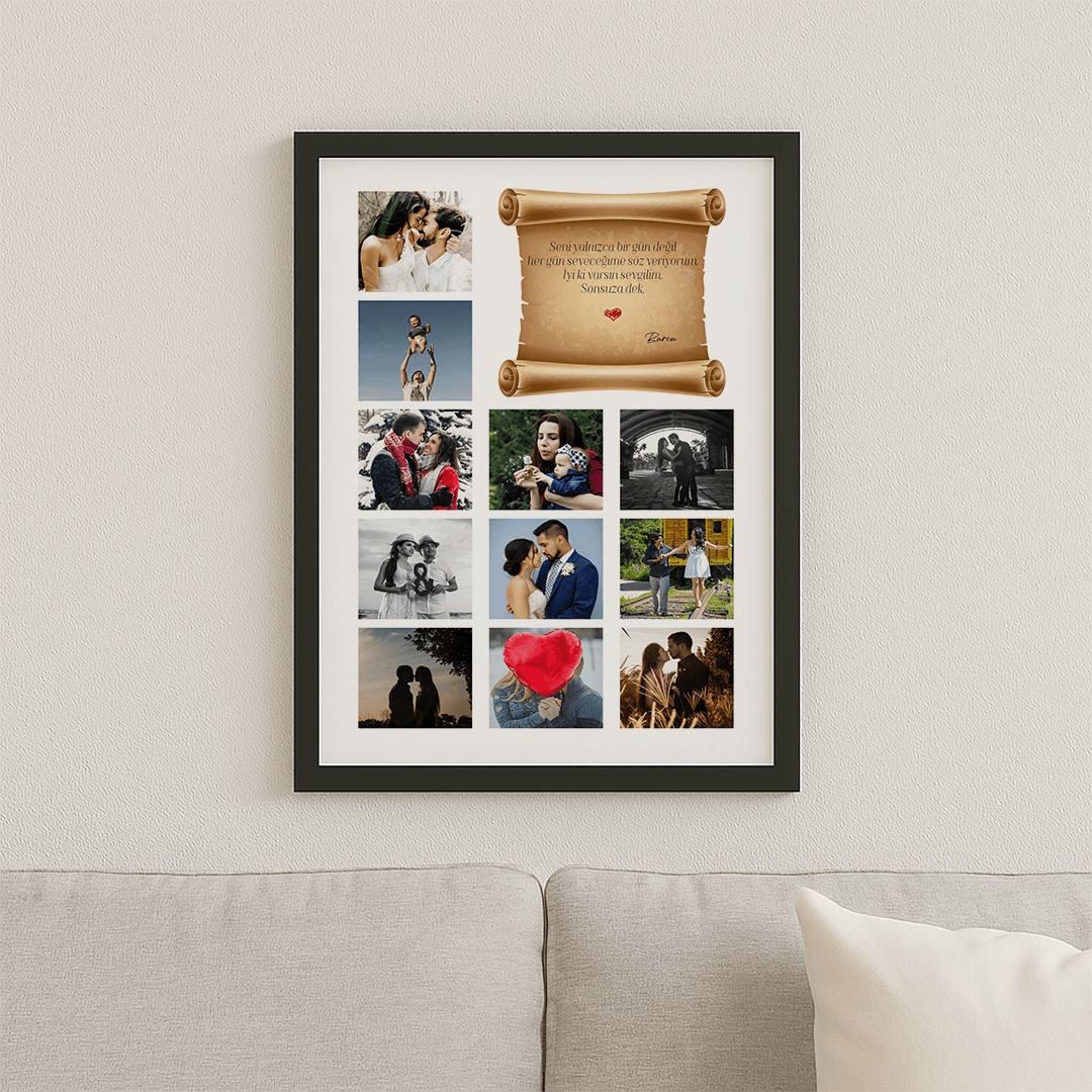 Fotoğraf ve Mesajlı Mektup Baskılı Tablo