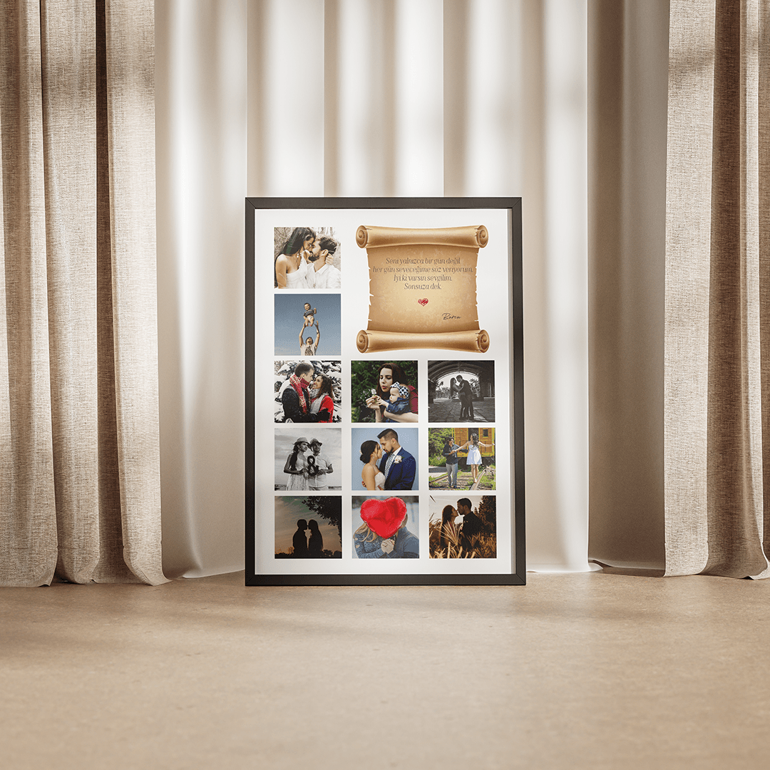 Fotoğraf ve Mesajlı Mektup Baskılı Tablo