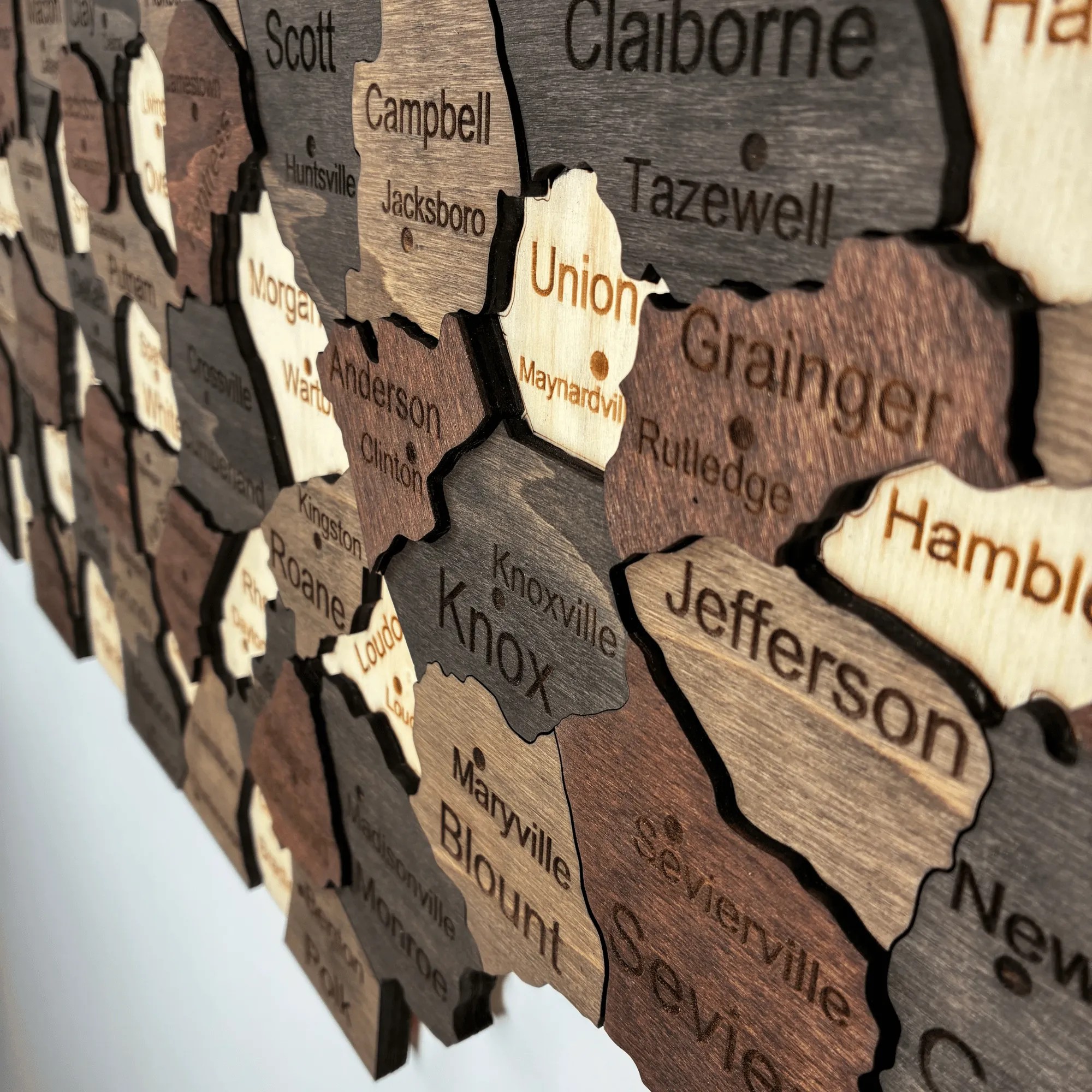 Wooden Tennessee State Map