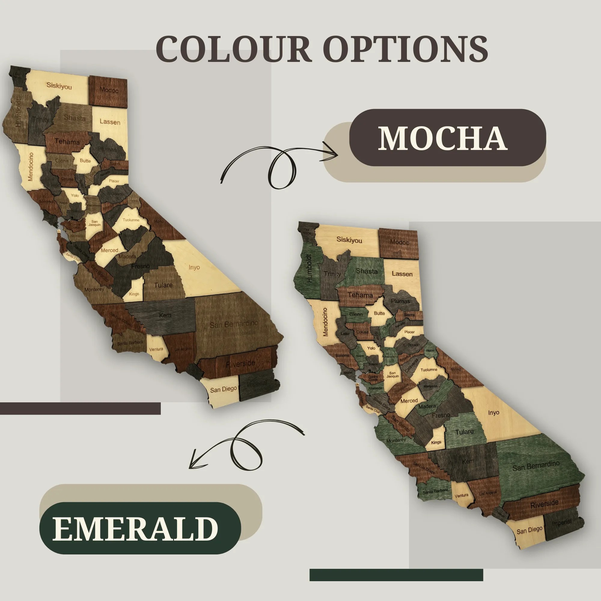 Wooden California State Map