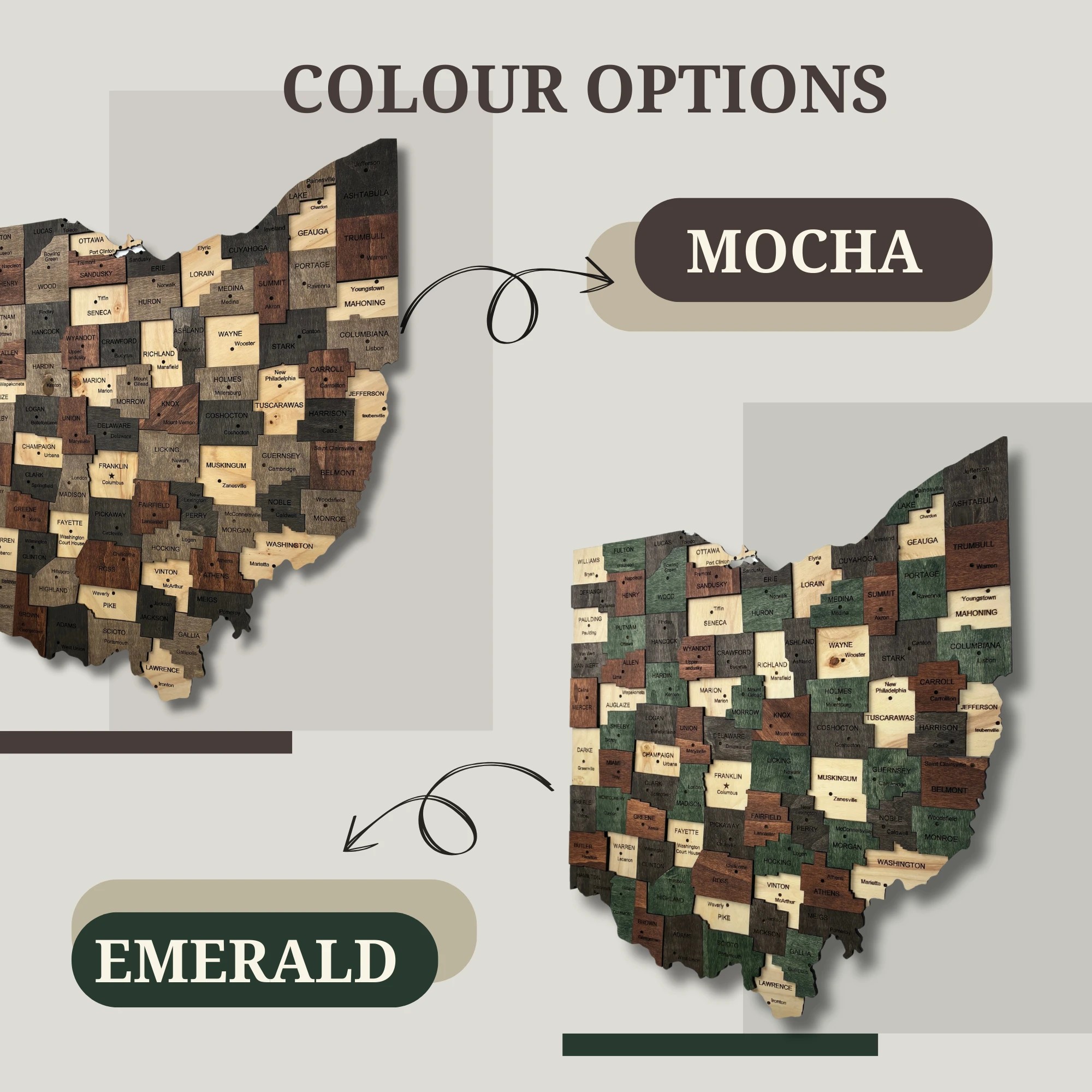 Wooden Ohio State Map