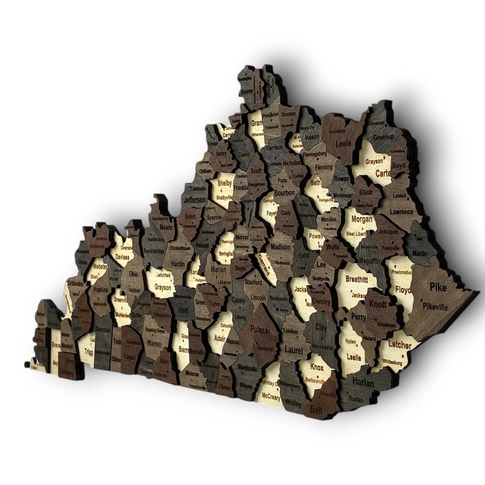Wooden Kentucky State Map - Mocha (Brown)