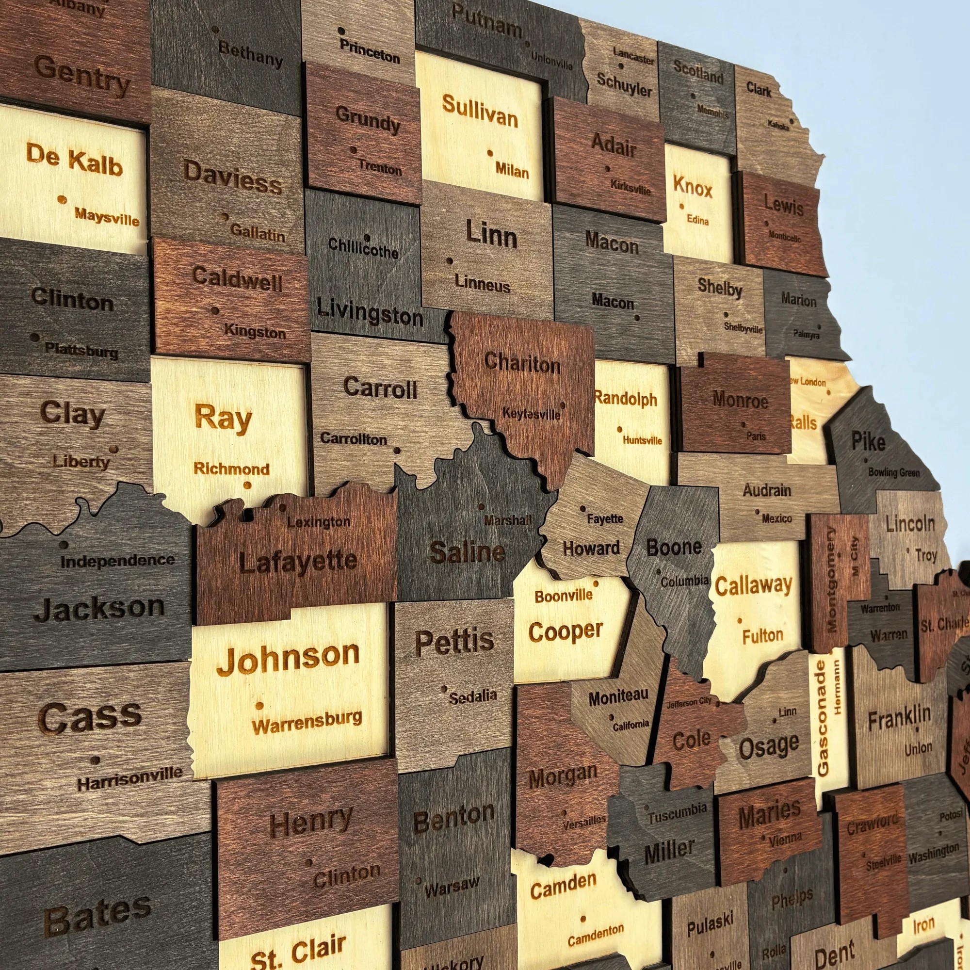 Wooden Missouri State Map