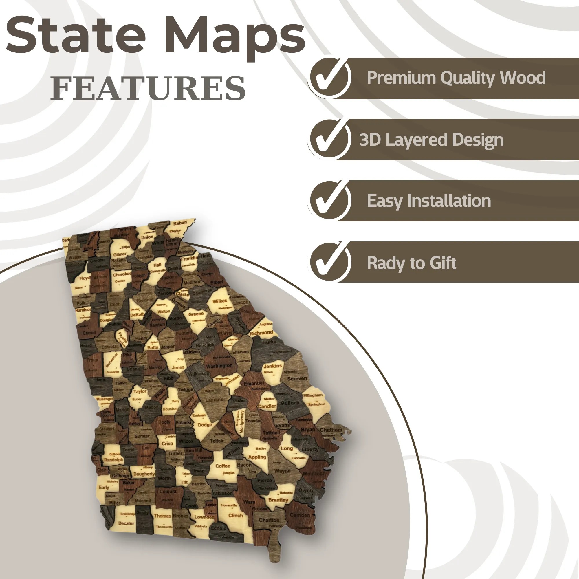 Wooden Georgia State Map