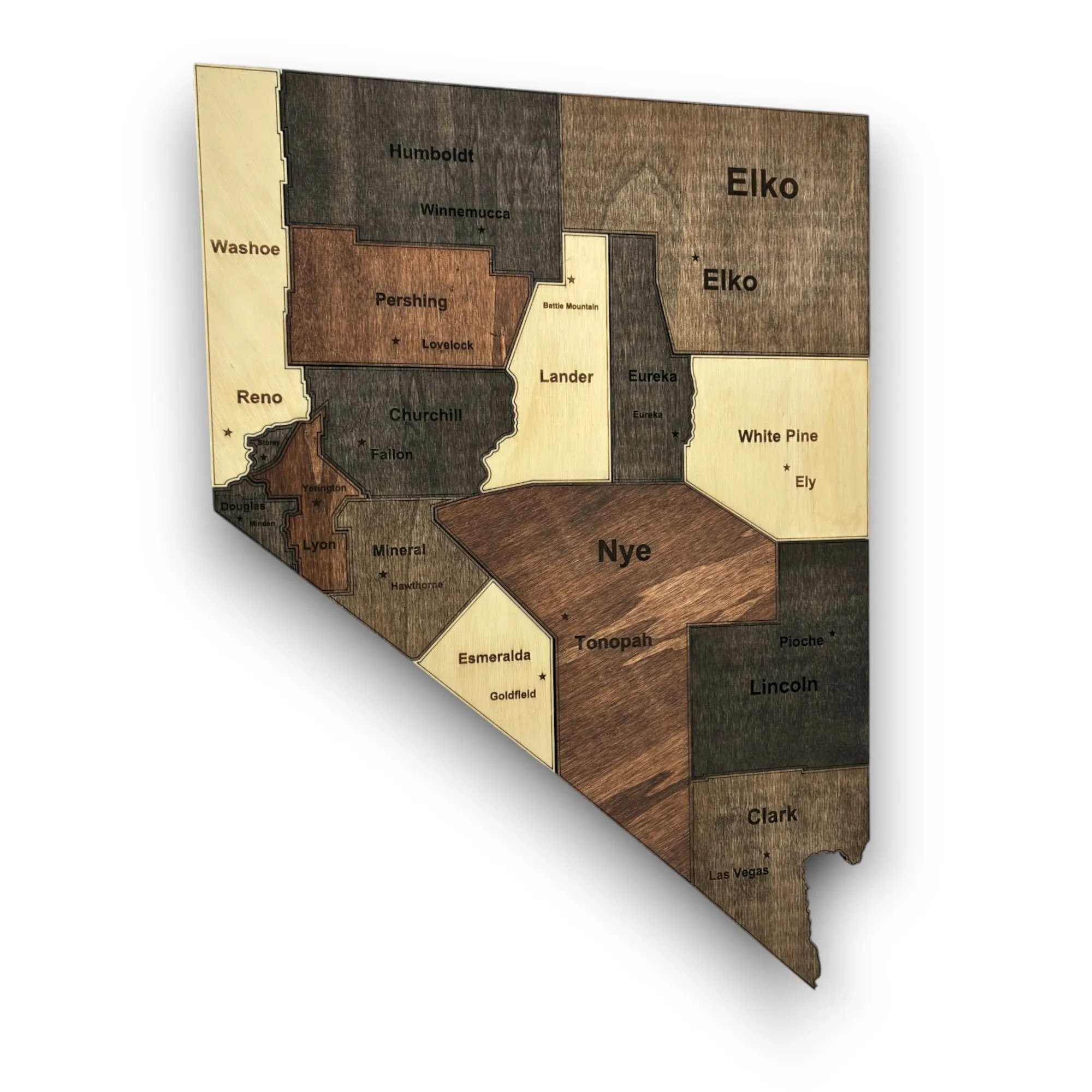 Wooden Nevada State Map - Mocha (Brown)