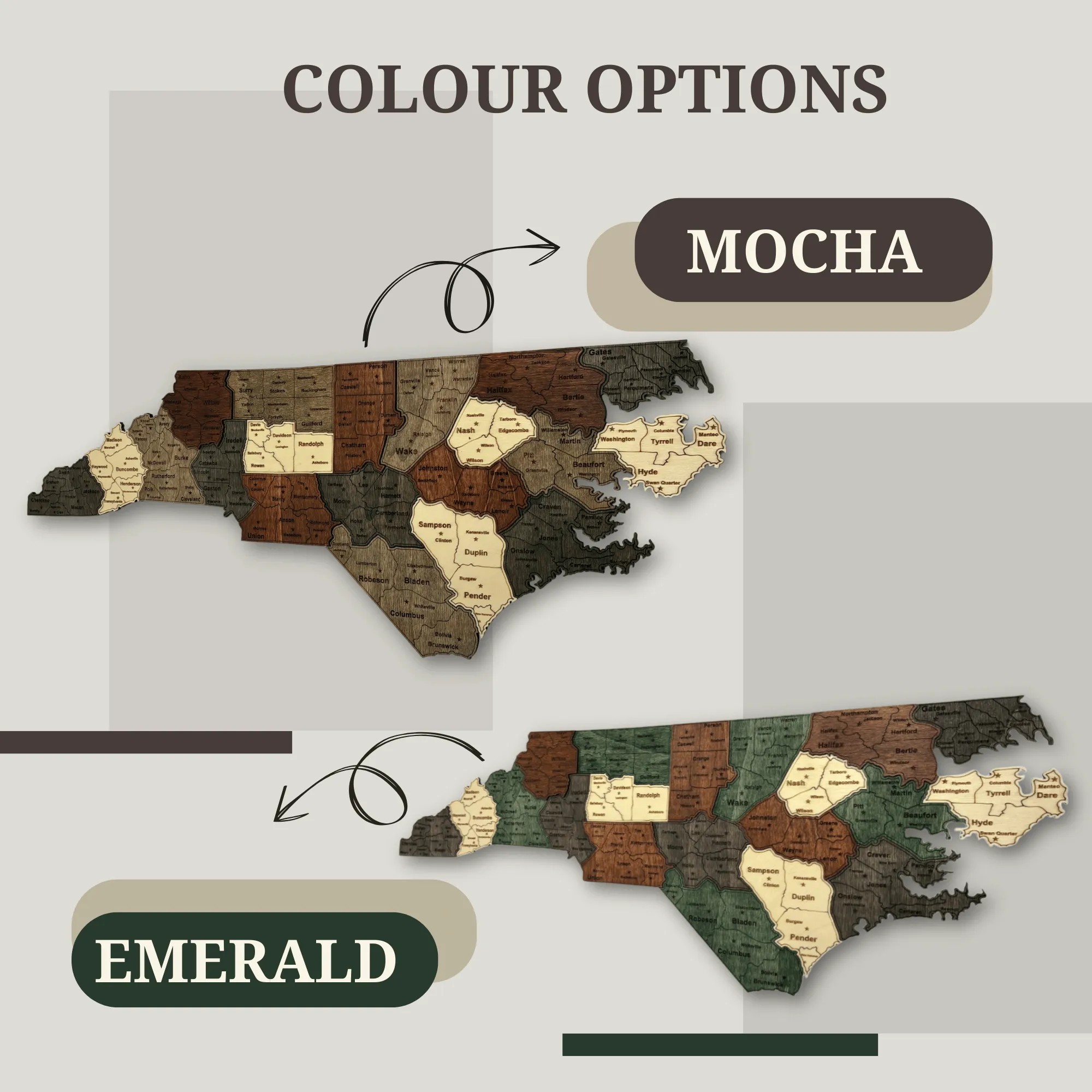 Wooden North Carolina State Map