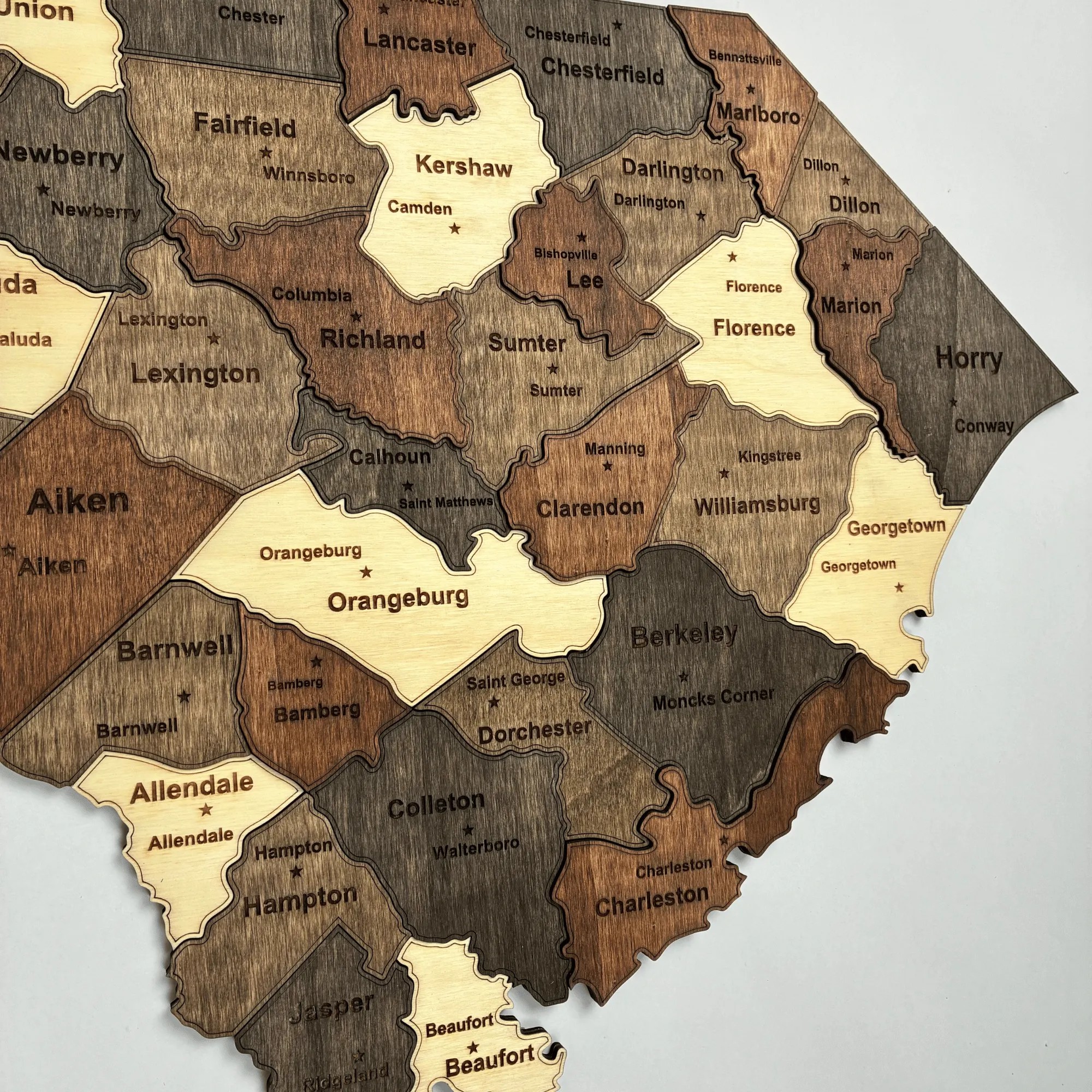 Wooden South Carolina State Map