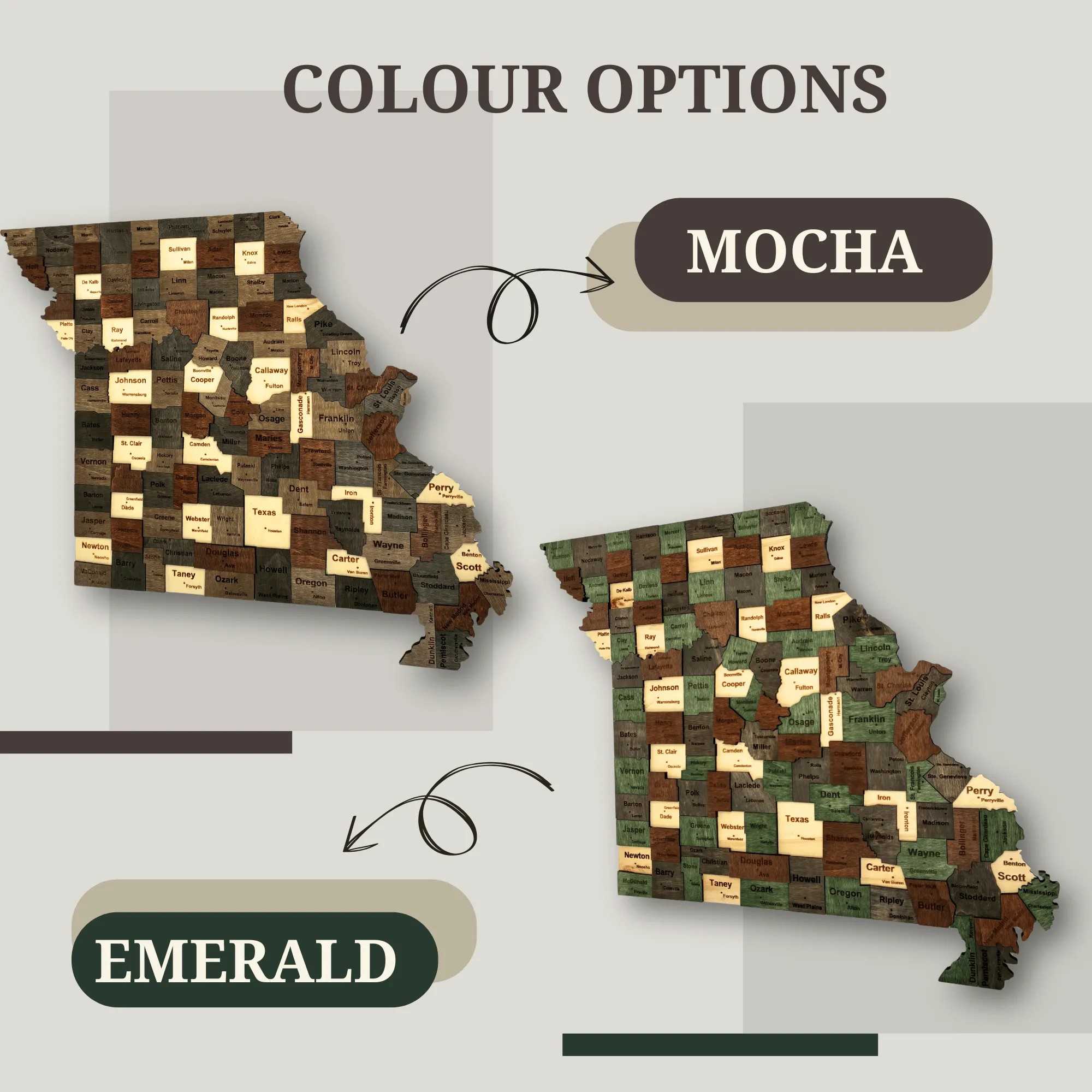 Wooden Missouri State Map
