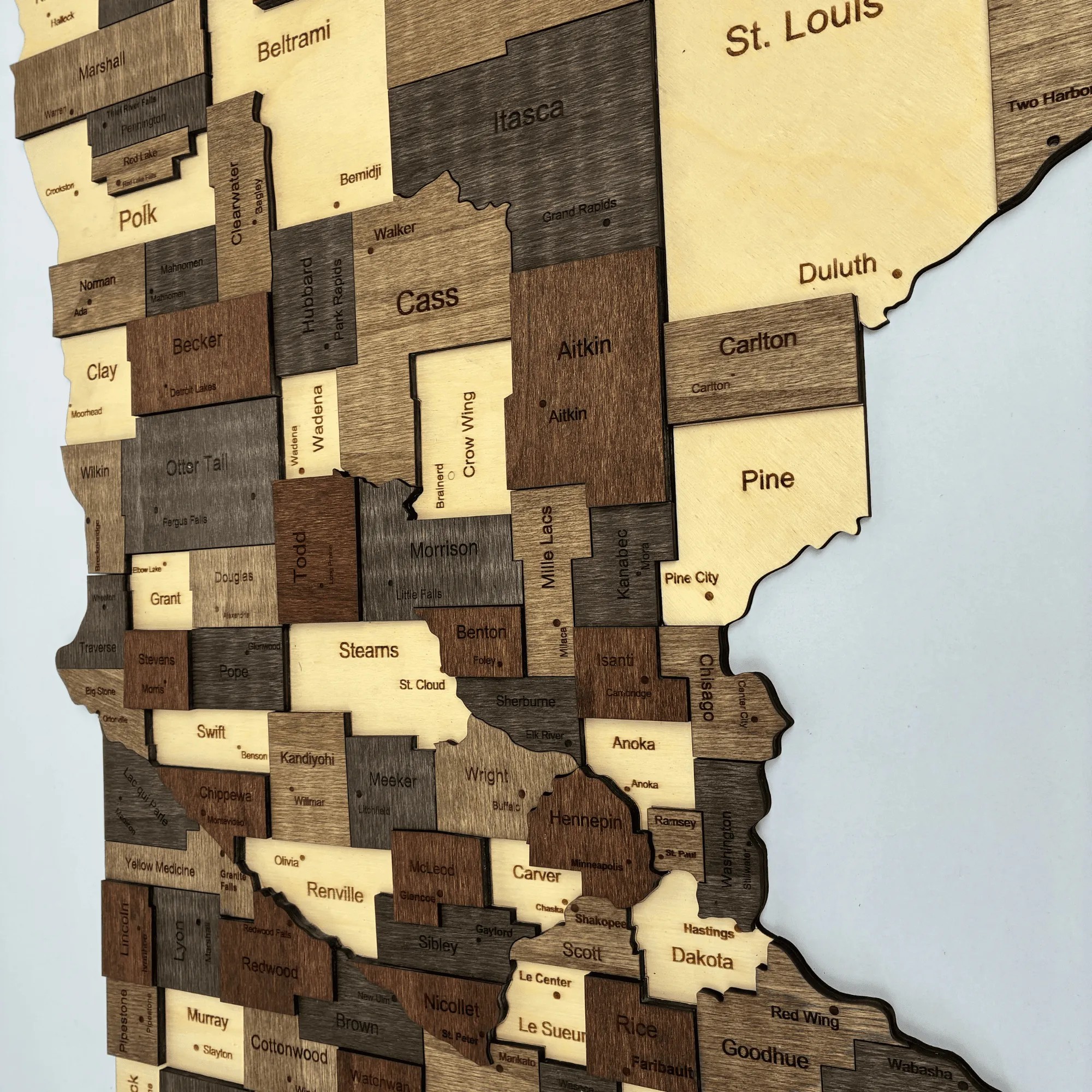 Wooden Minnesota State Map