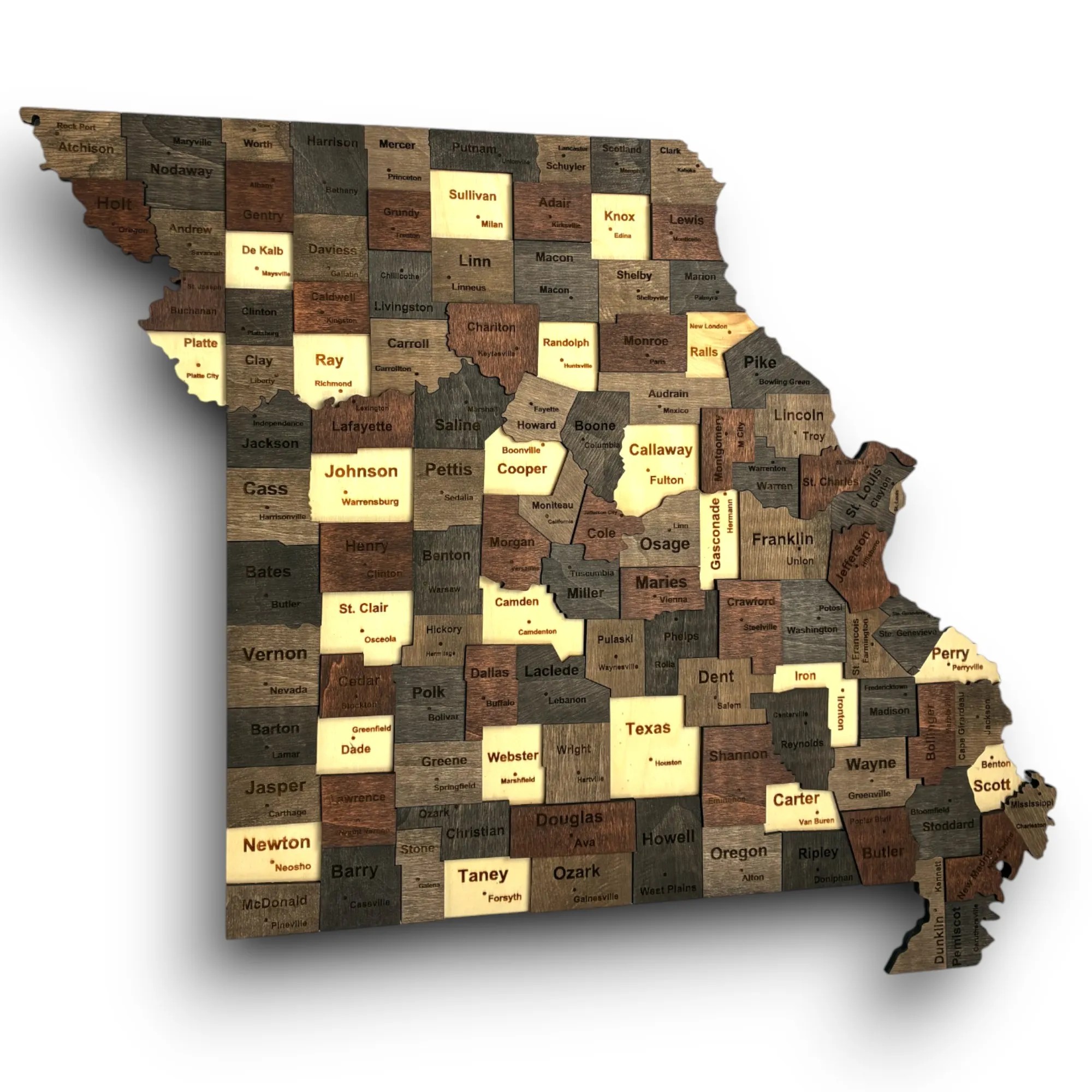 Wooden Missouri State Map - Mocha (Brown)