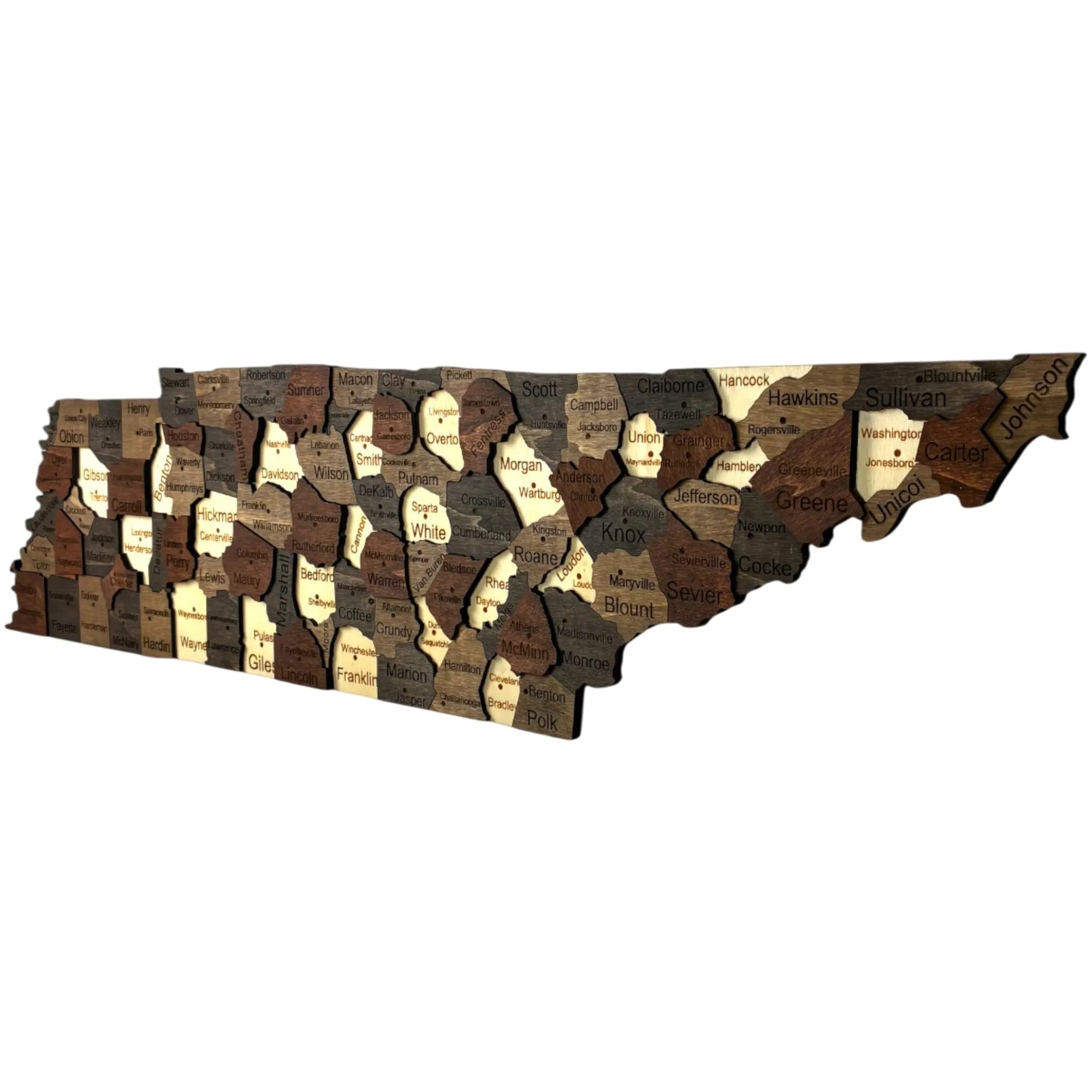 Wooden Tennessee State Map - Mocha (Brown)