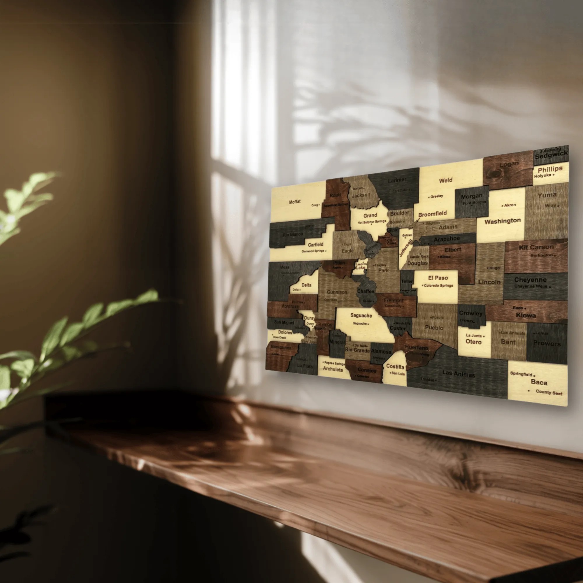 Wooden Colorado State Map