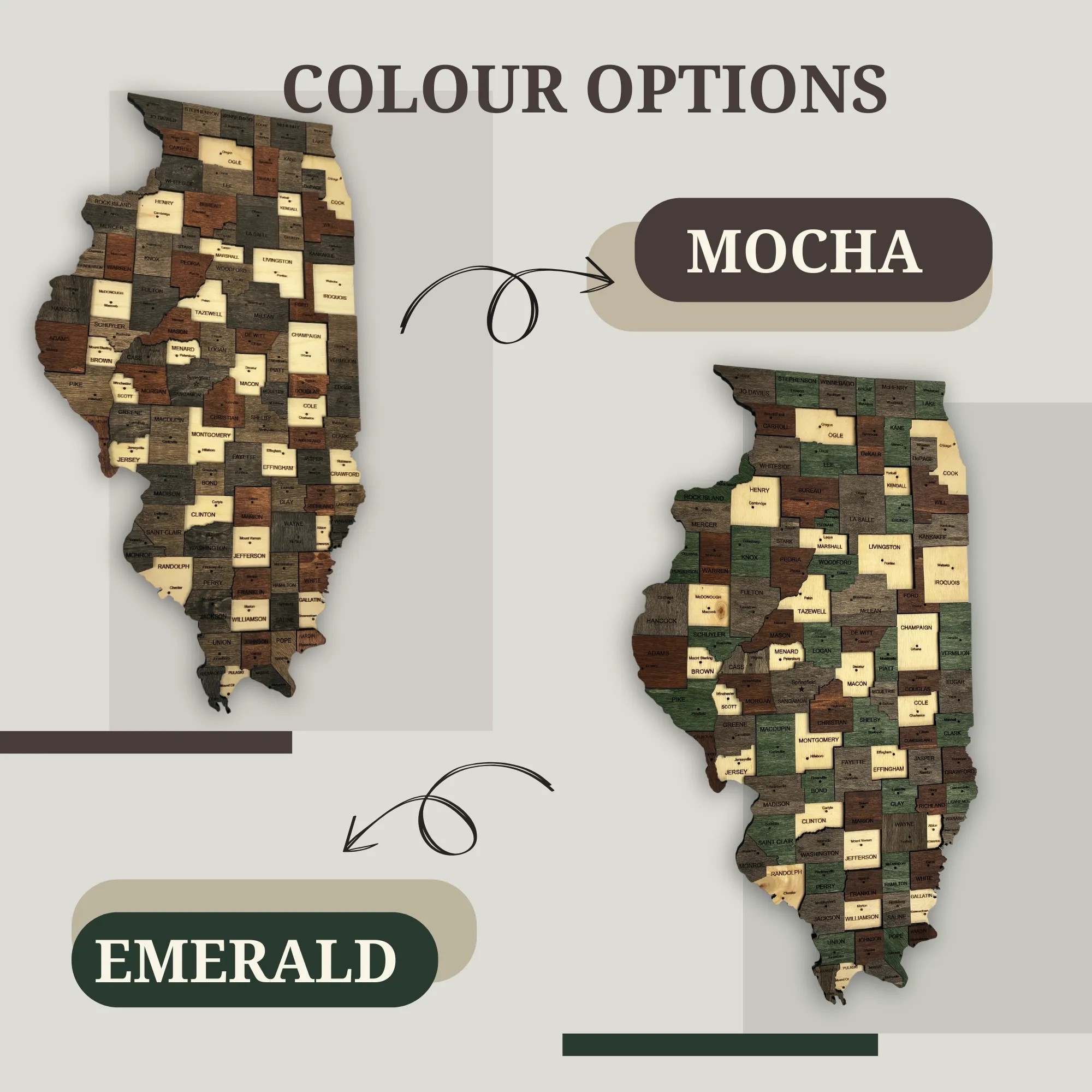 Wooden Illınois State Map