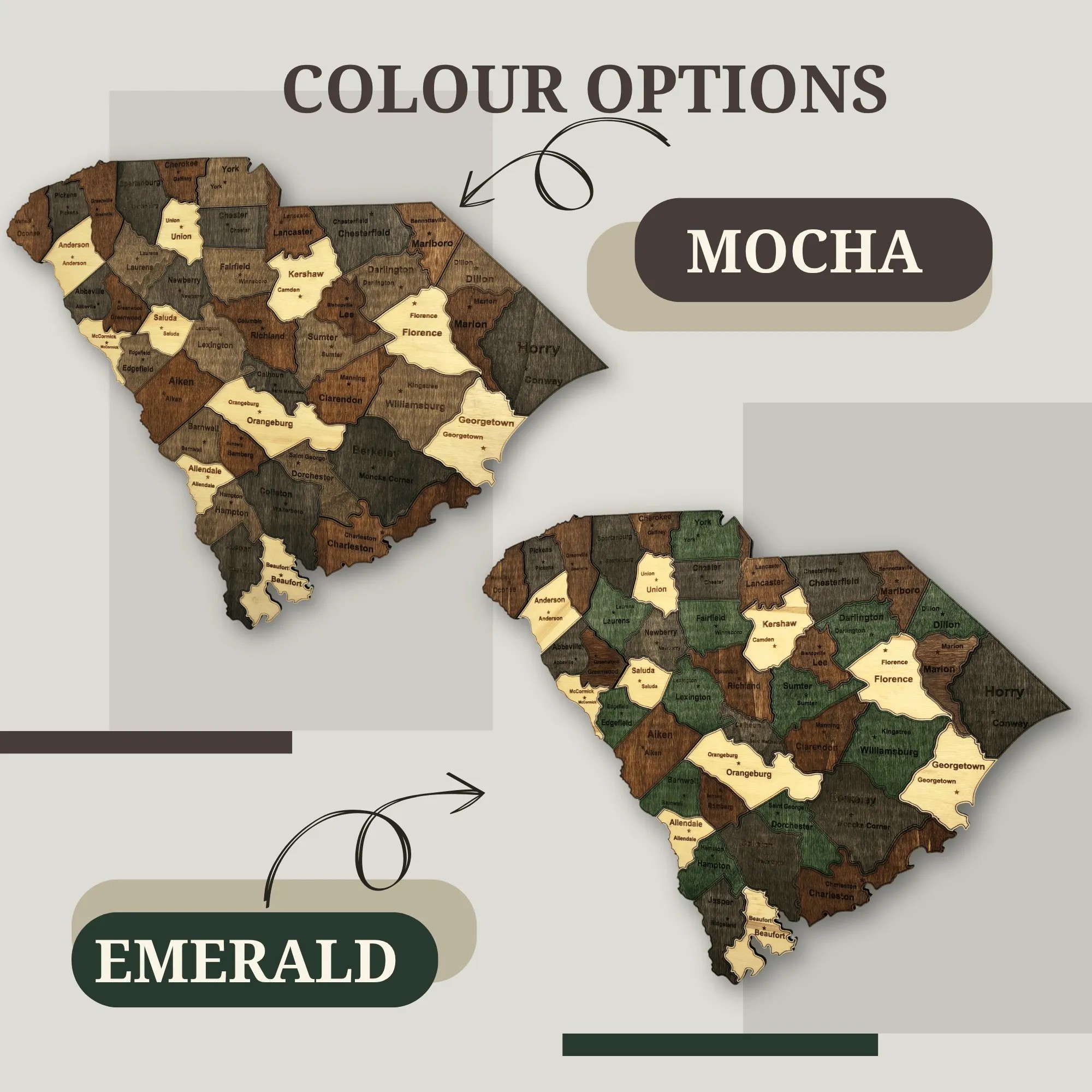Wooden South Carolina State Map