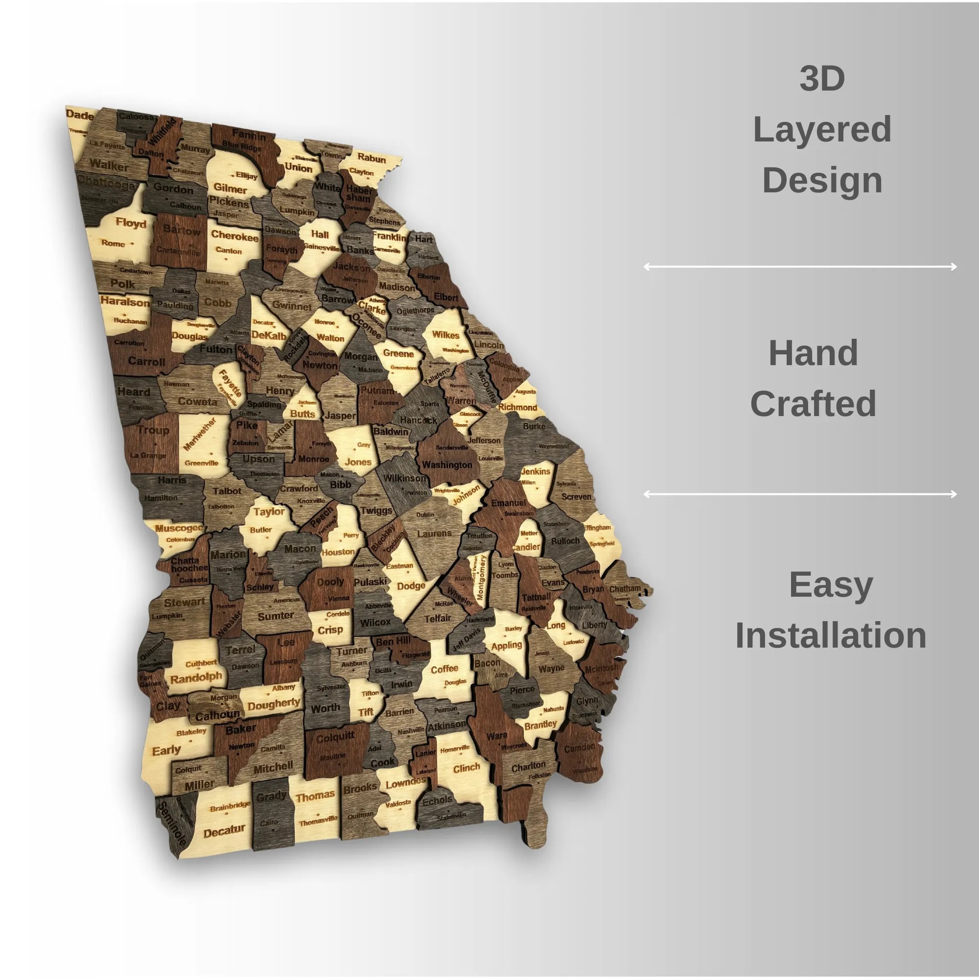 Wooden Georgia State Map
