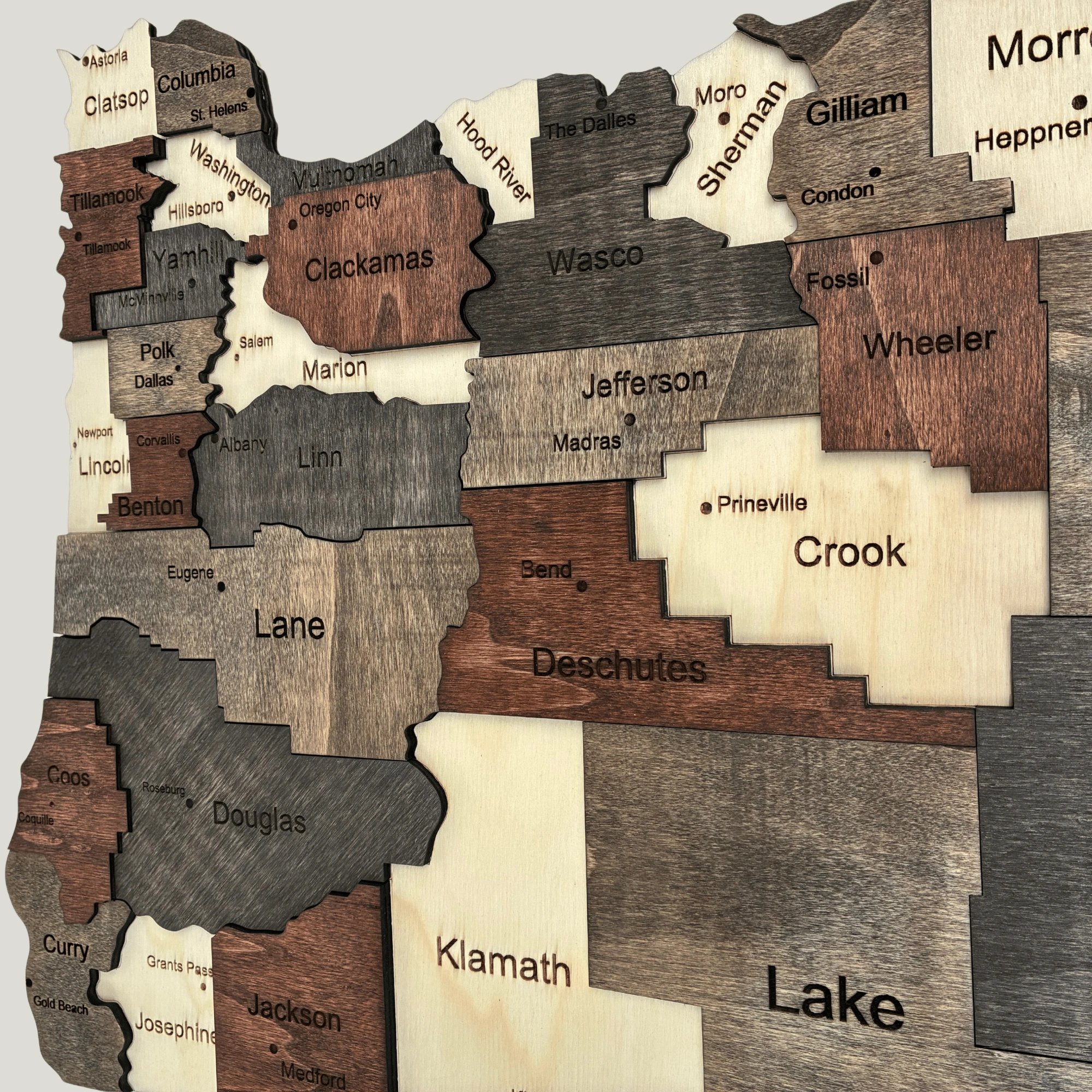 Wooden Oregon State Map