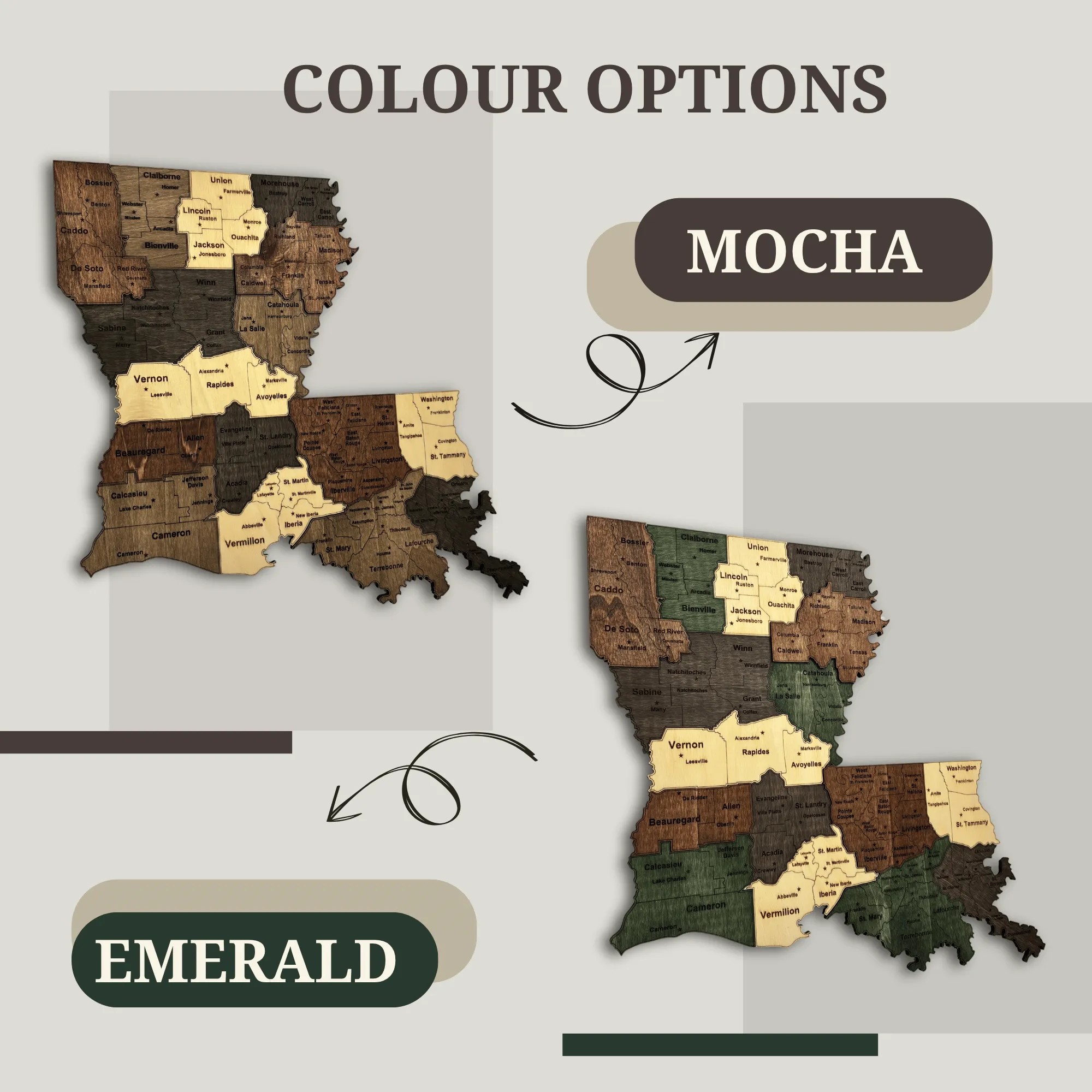 Wooden Louisiana State Map
