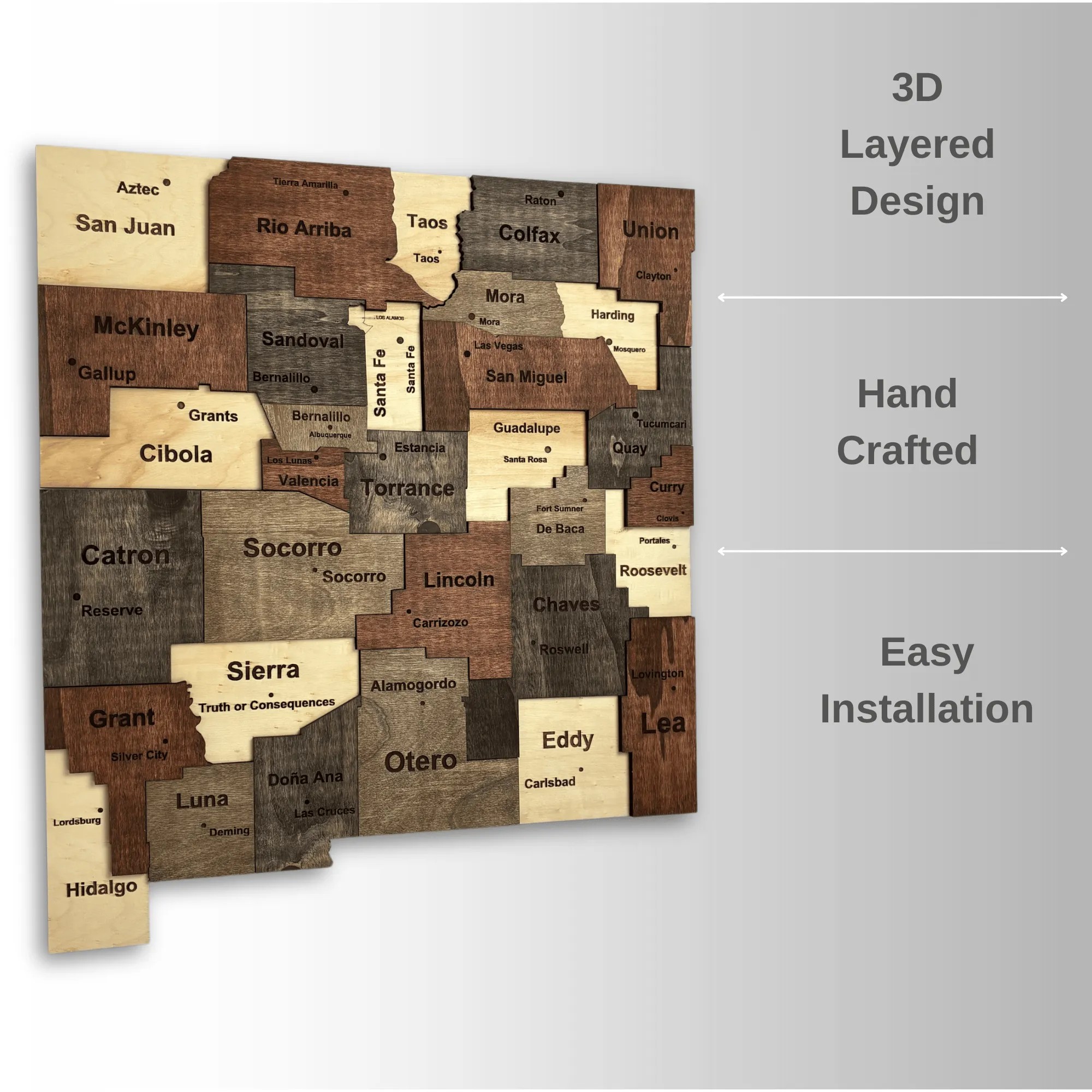Wooden New Mexico State Map