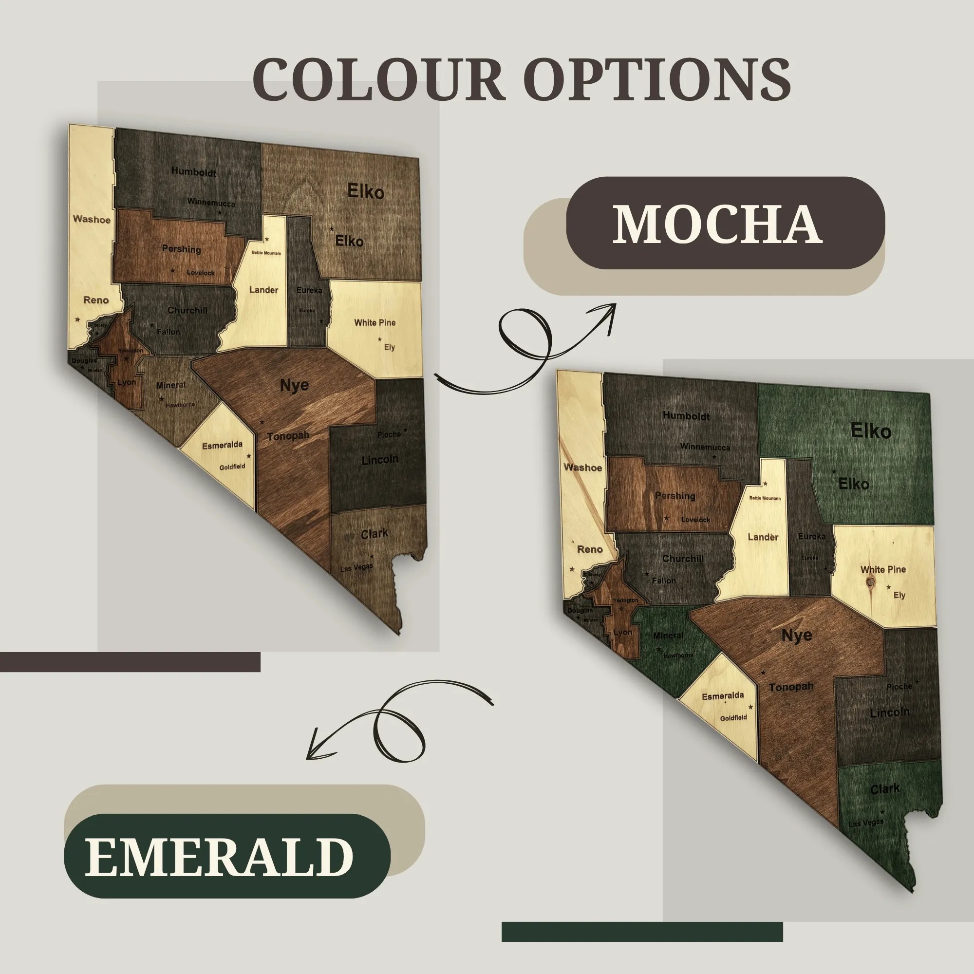 Wooden Nevada State Map