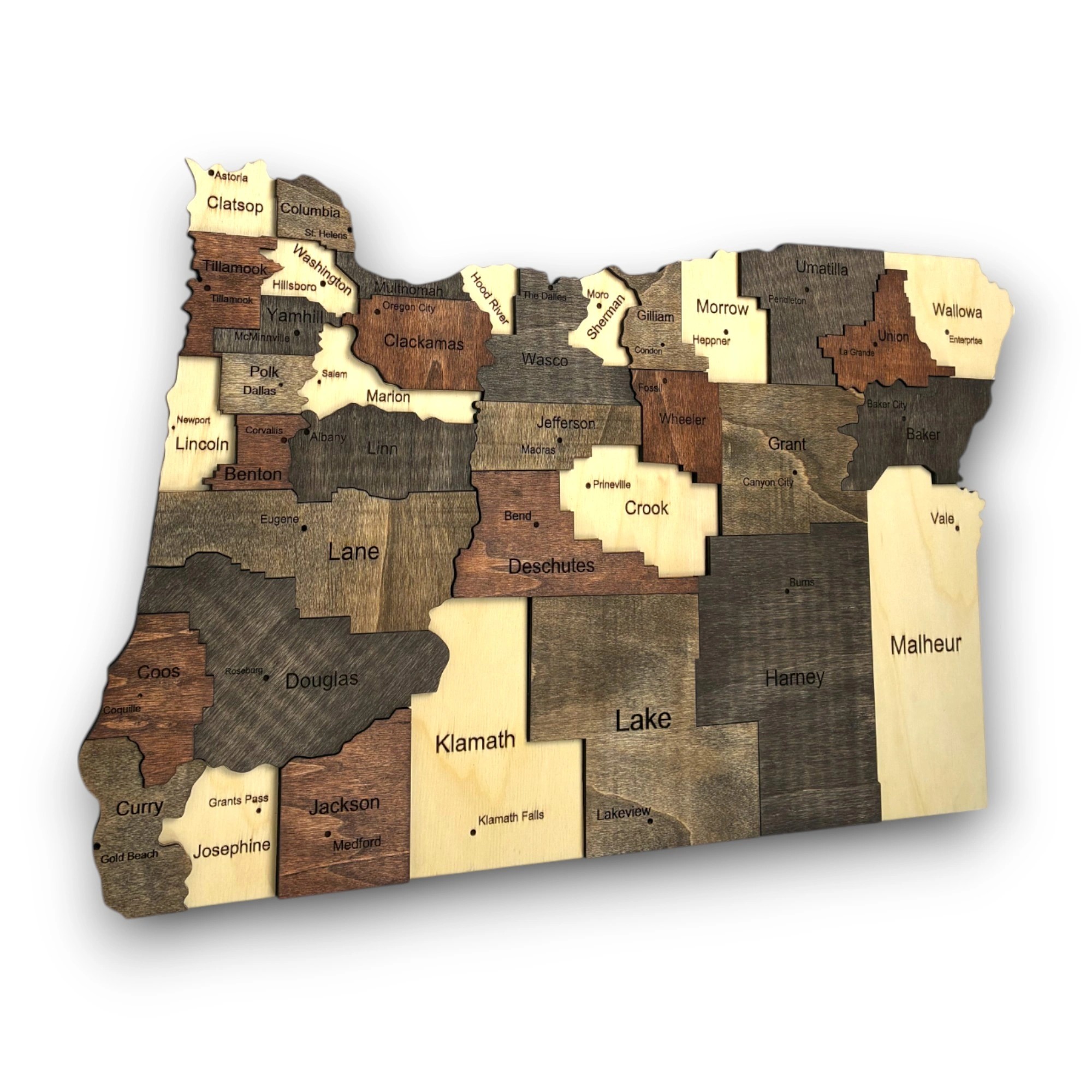 Wooden Oregon State Map - Mocha (Brown)