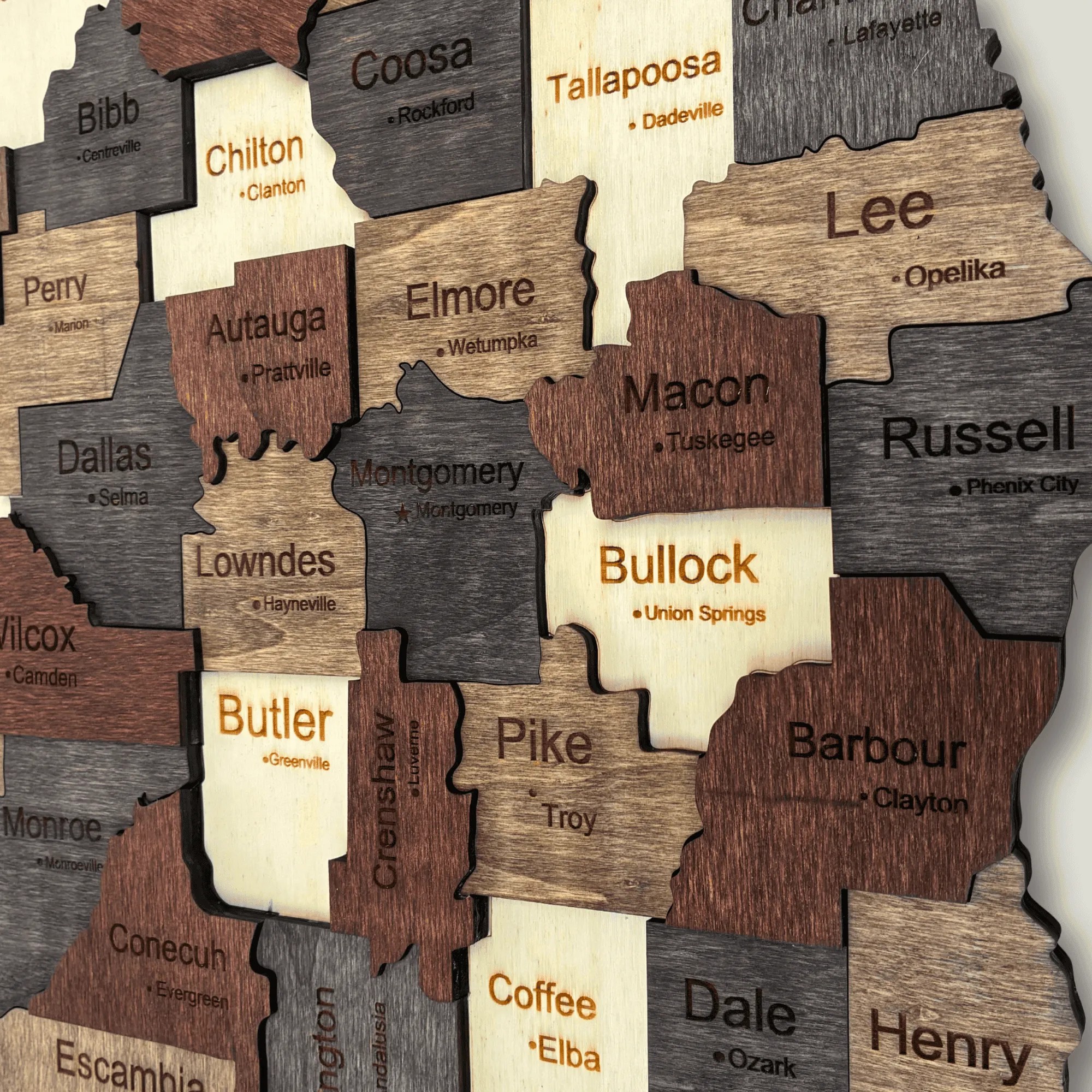 Wooden Alabama State Map