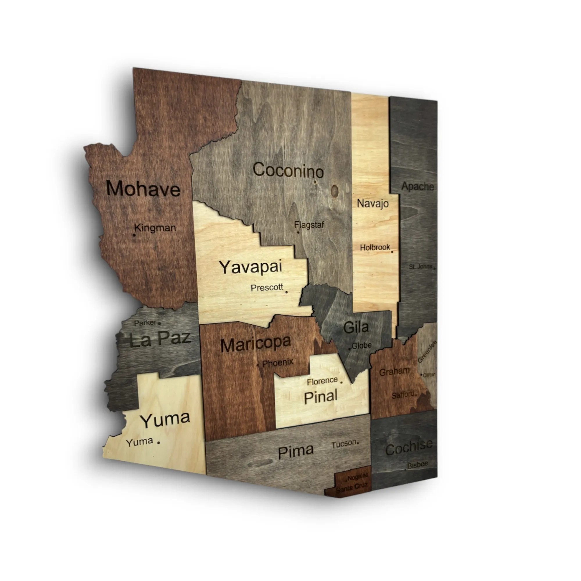 Wooden Arizona State Map - Mocha (Brown)