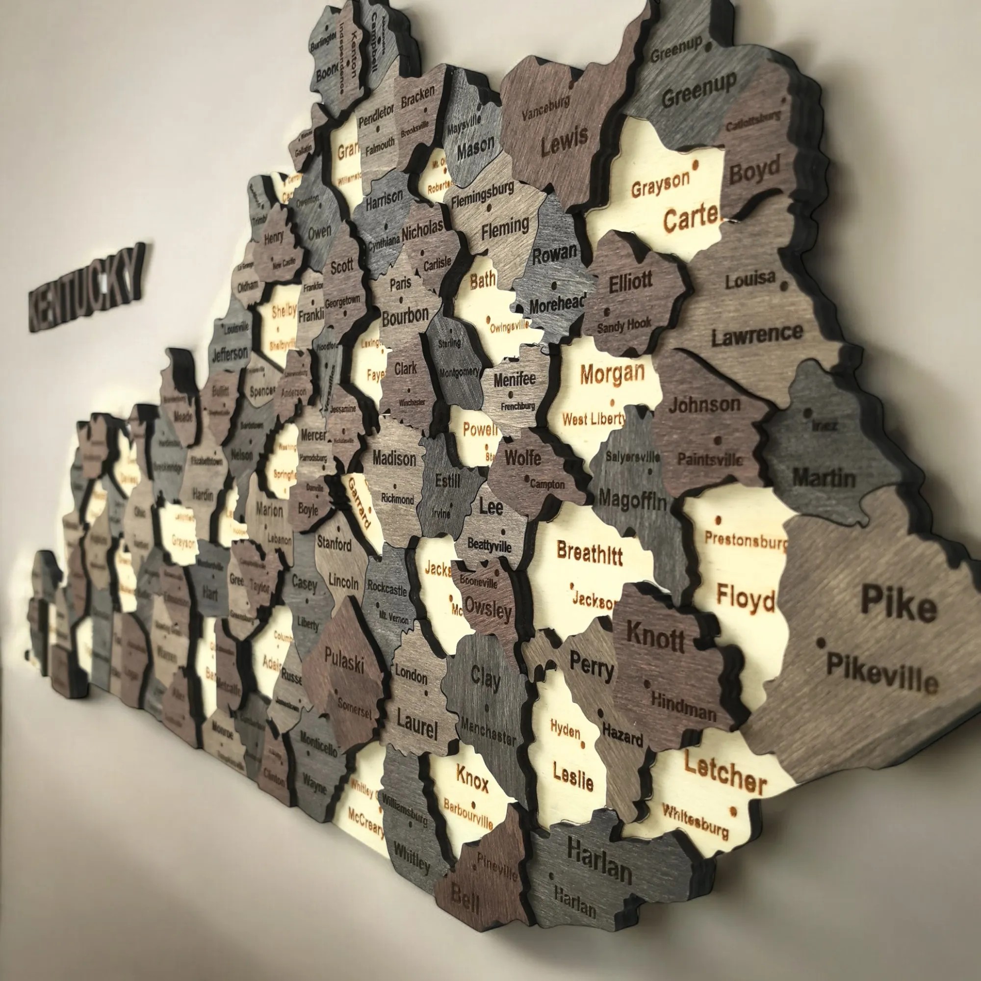 Wooden Kentucky State Map