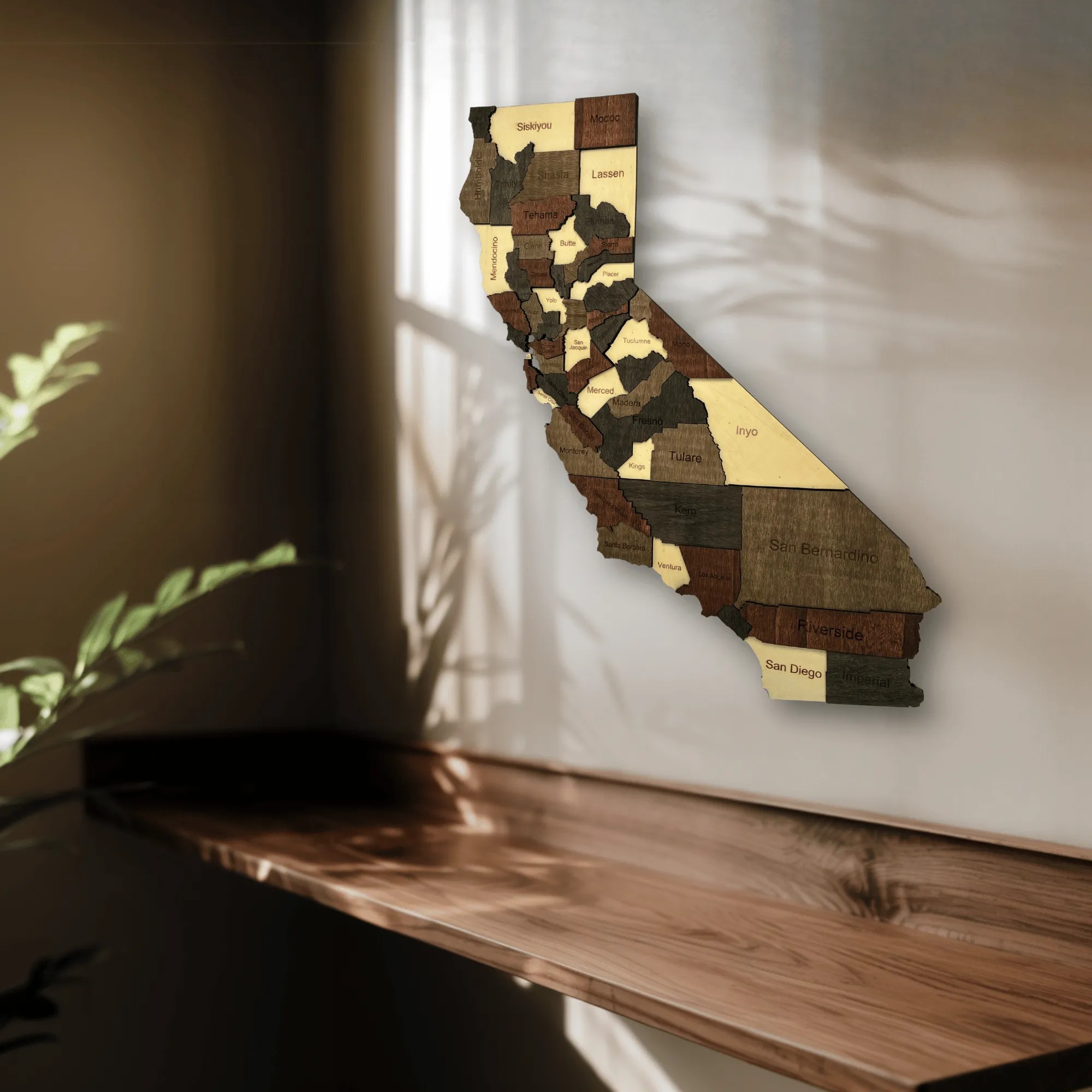 Wooden California State Map