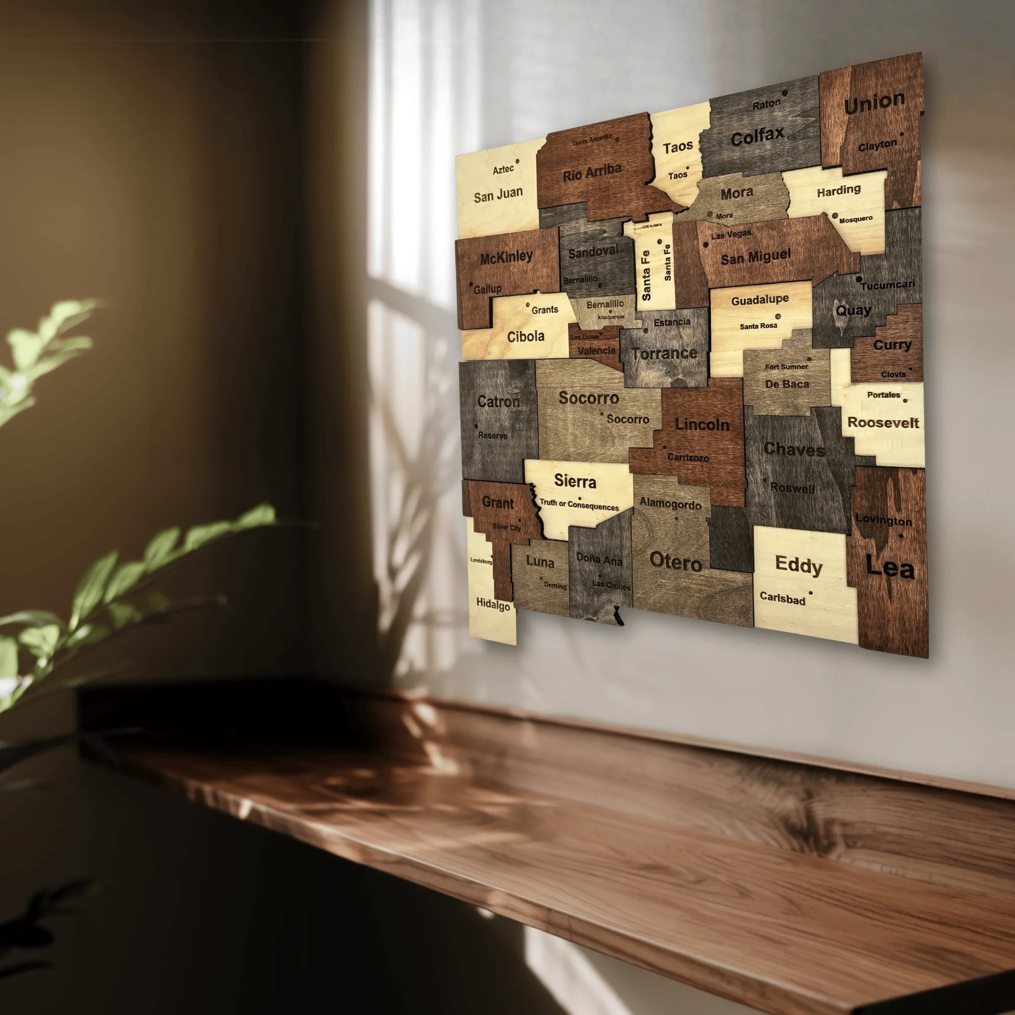 Wooden New Mexico State Map