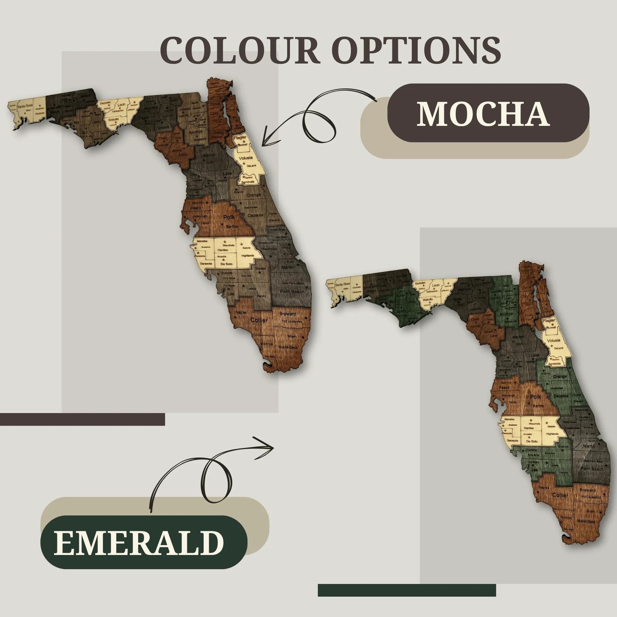 Wooden Florida State Map