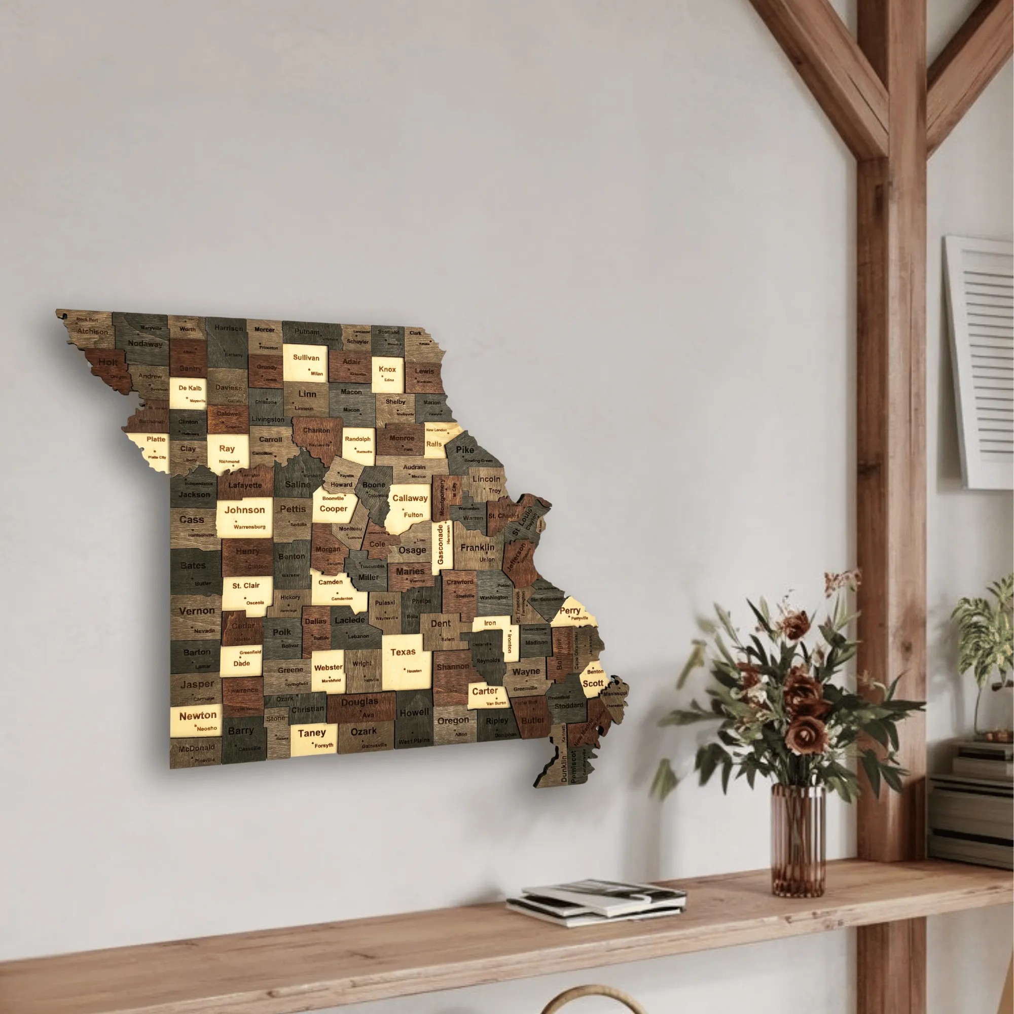 Wooden Missouri State Map
