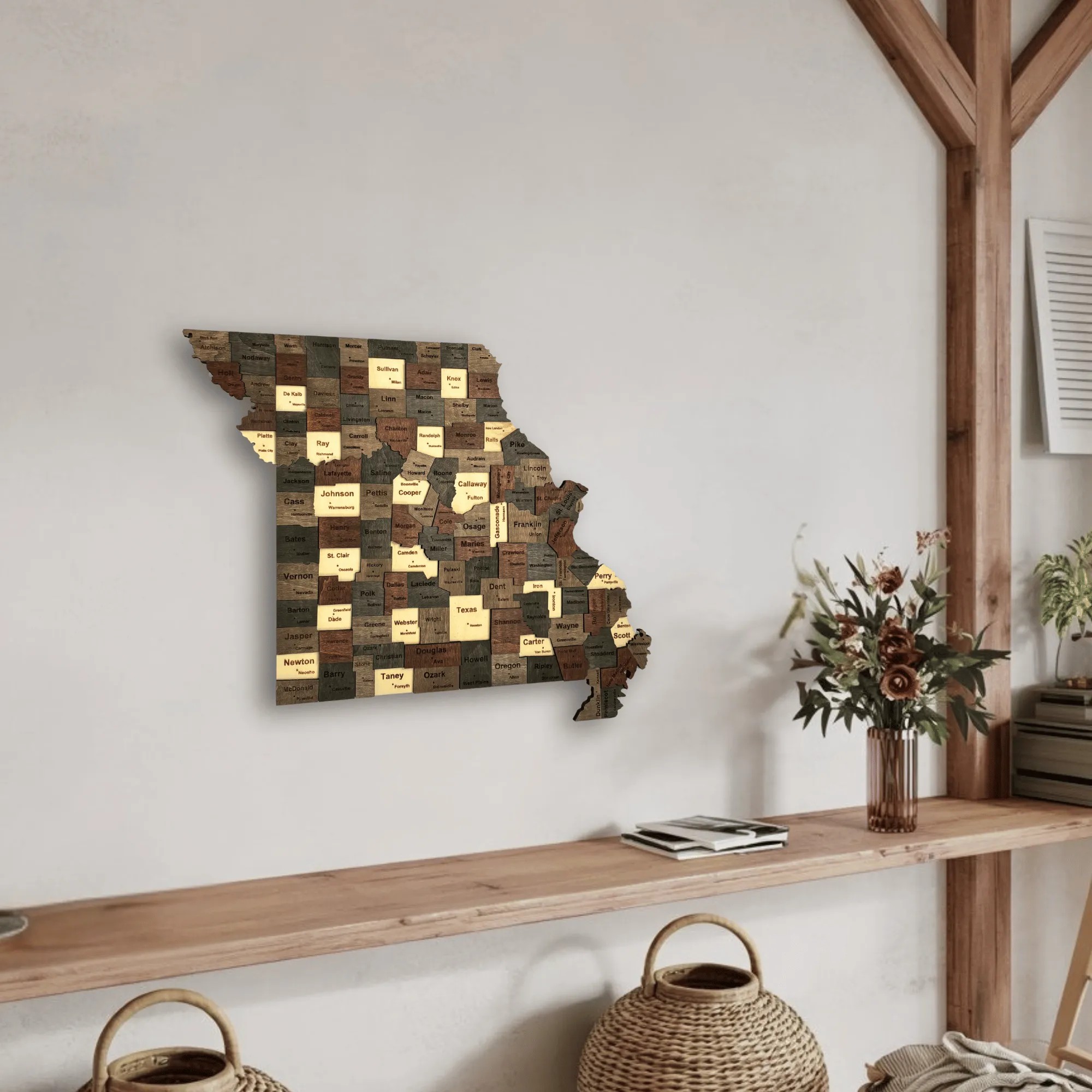 Wooden Missouri State Map