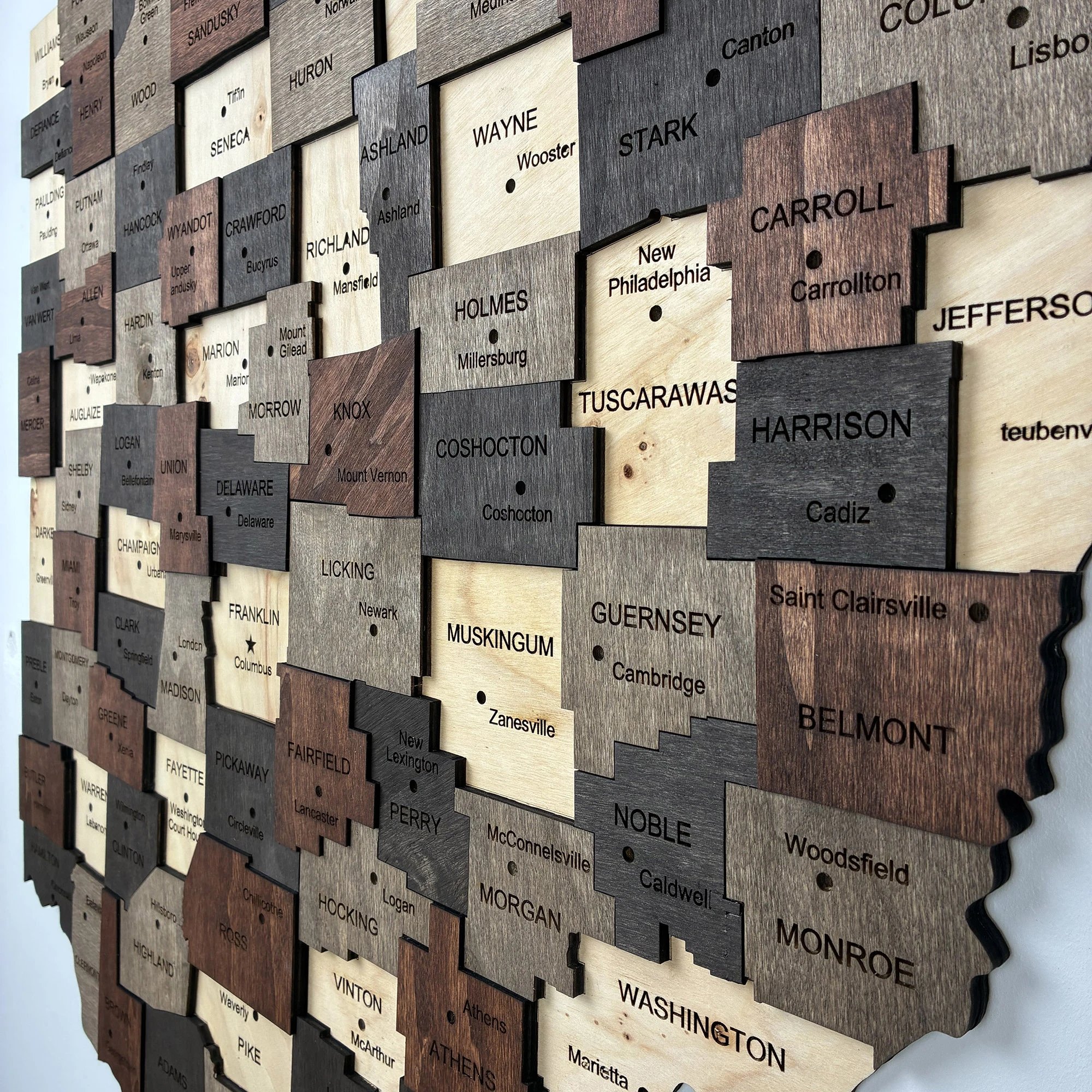 Wooden Ohio State Map