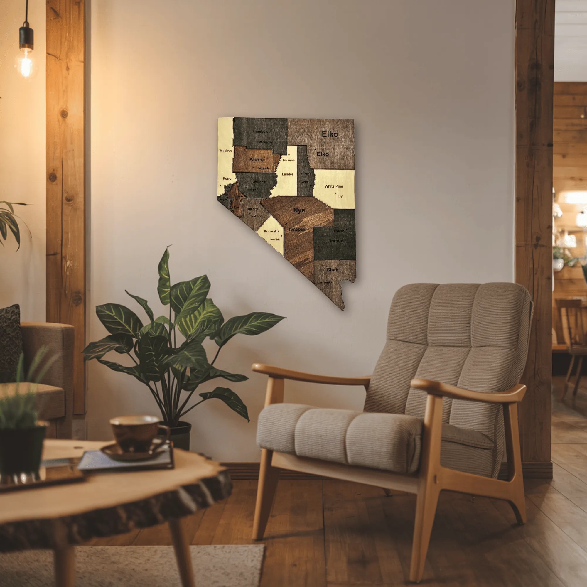 Wooden Nevada State Map