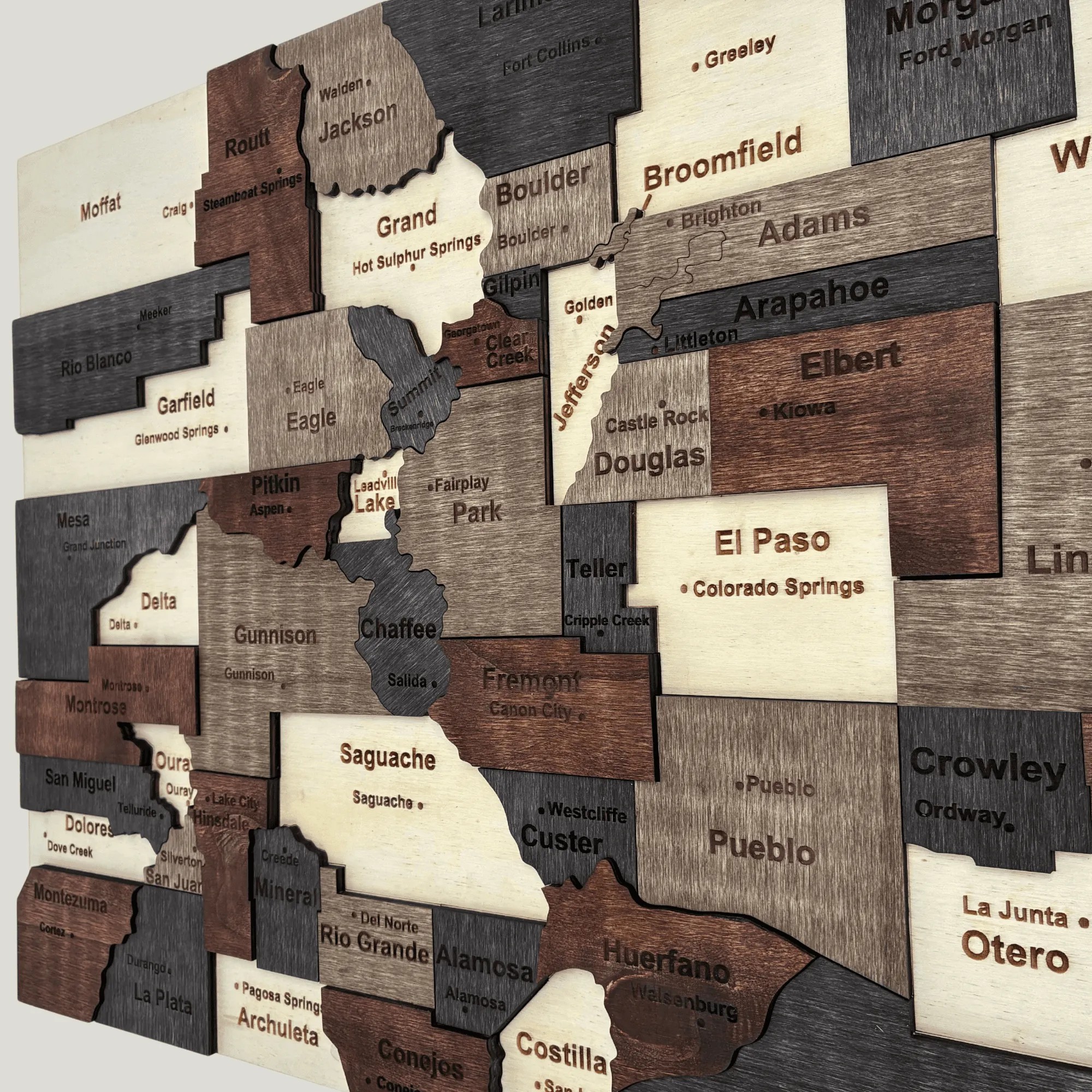 Wooden Colorado State Map