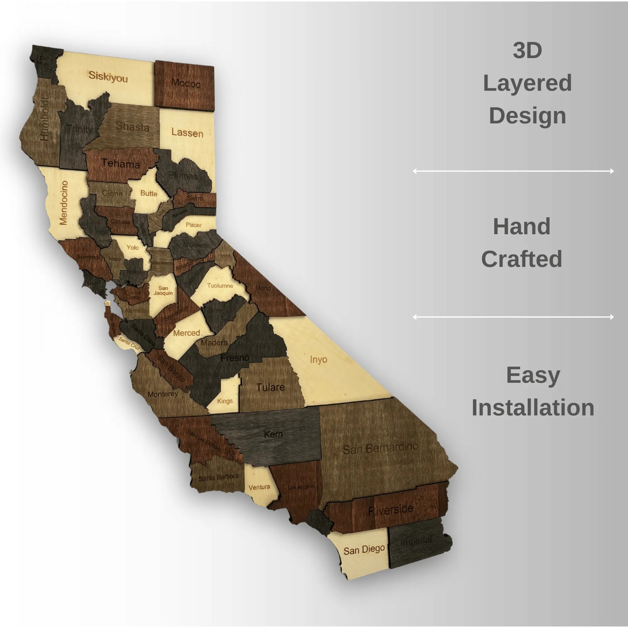 Wooden California State Map