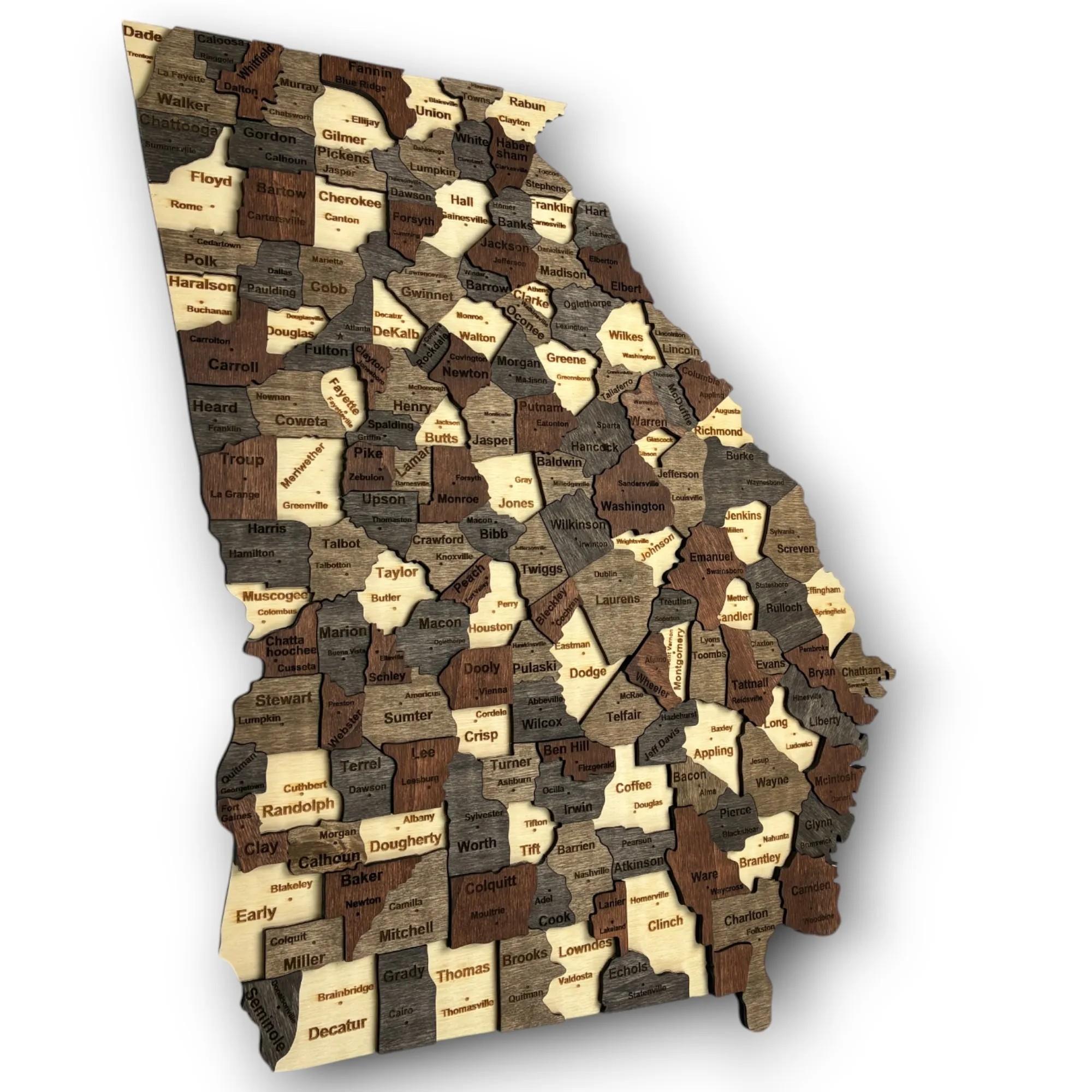Wooden Georgia State Map - Mocha (Brown)