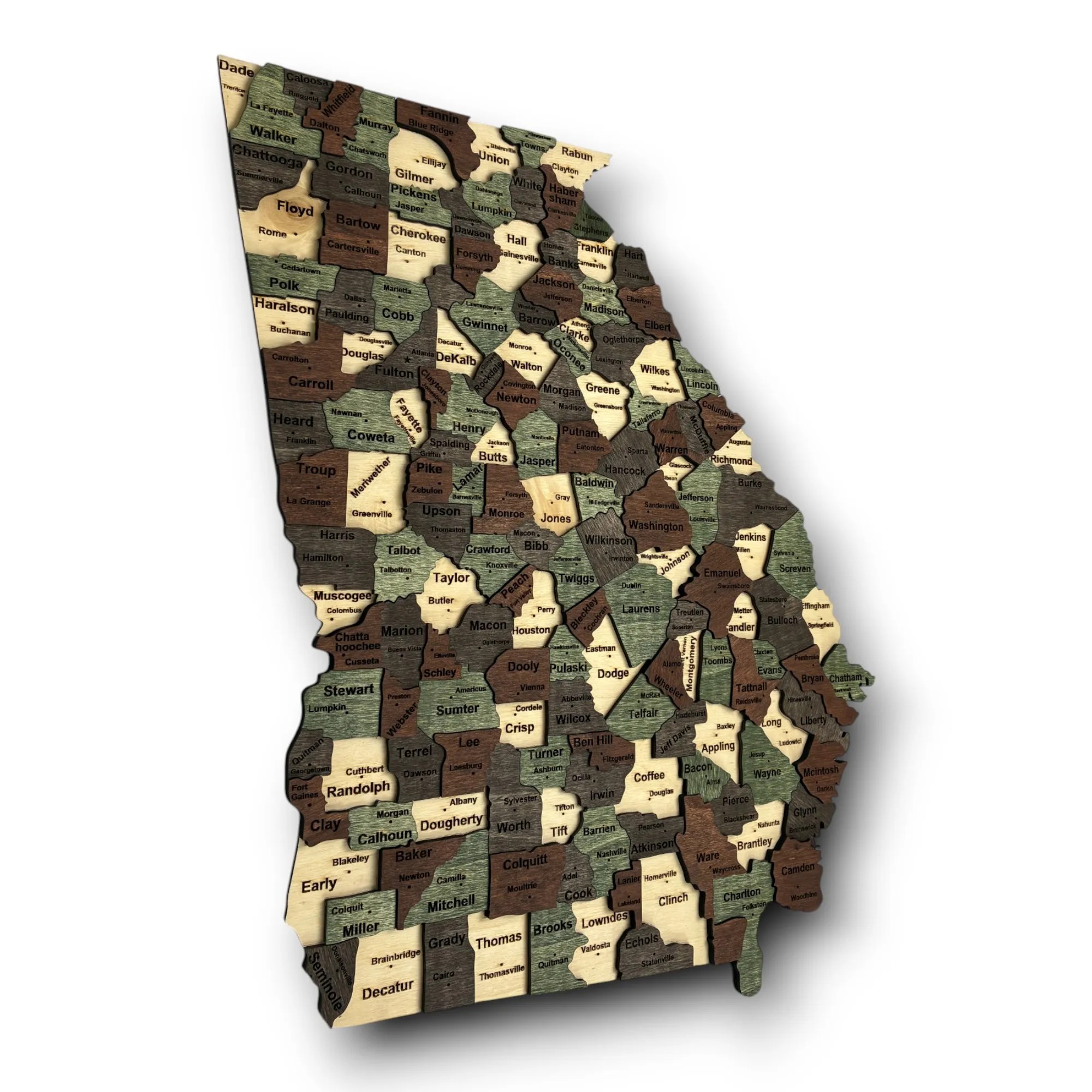 Wooden Georgia State Map - Emerald (Green)