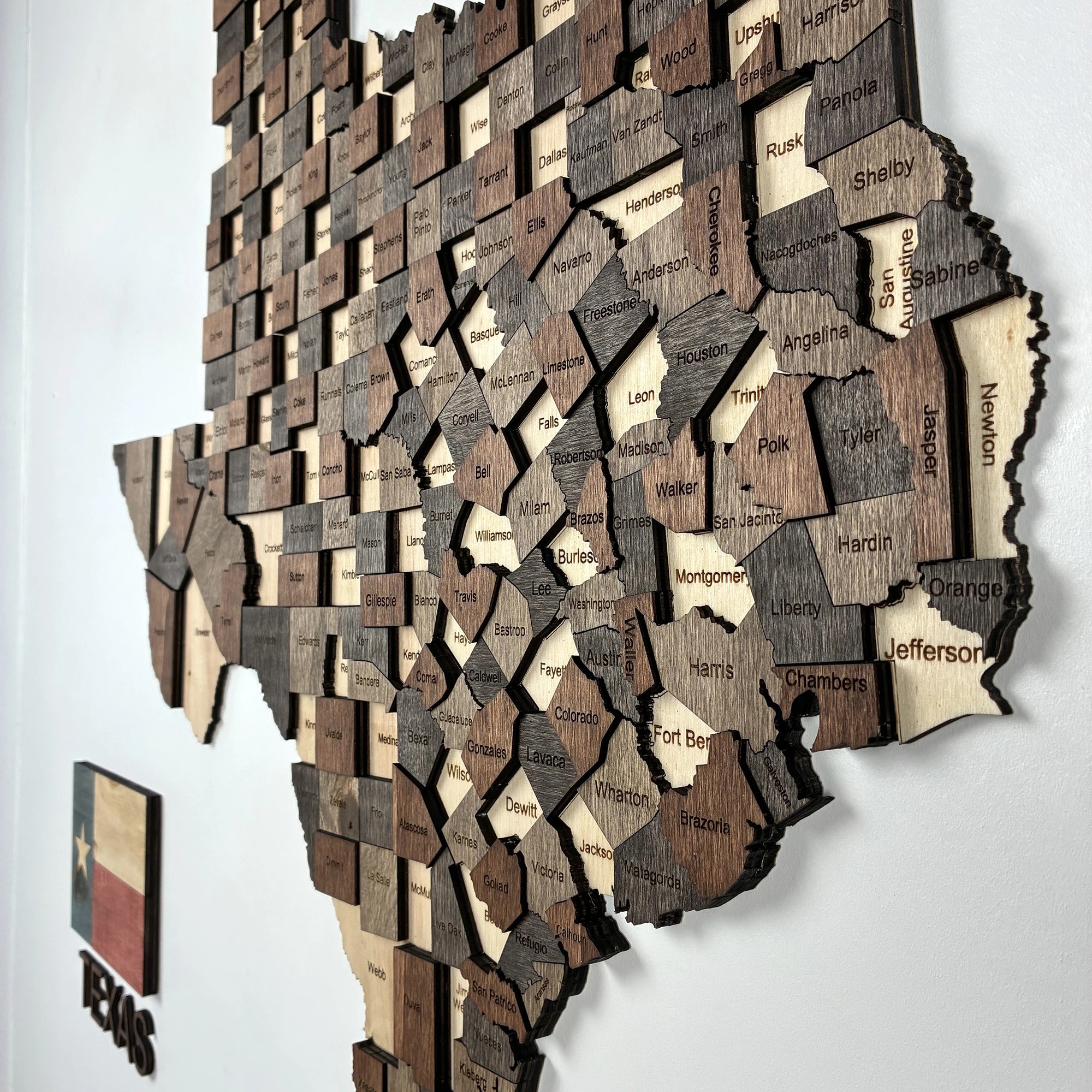 Wooden Texas State Map