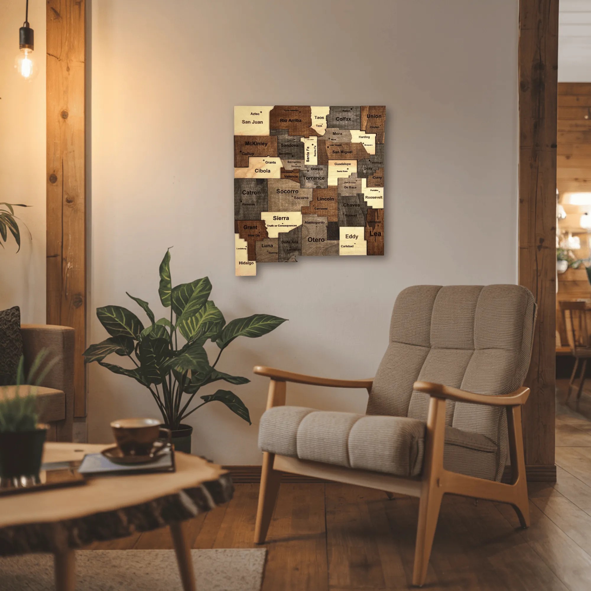 Wooden New Mexico State Map