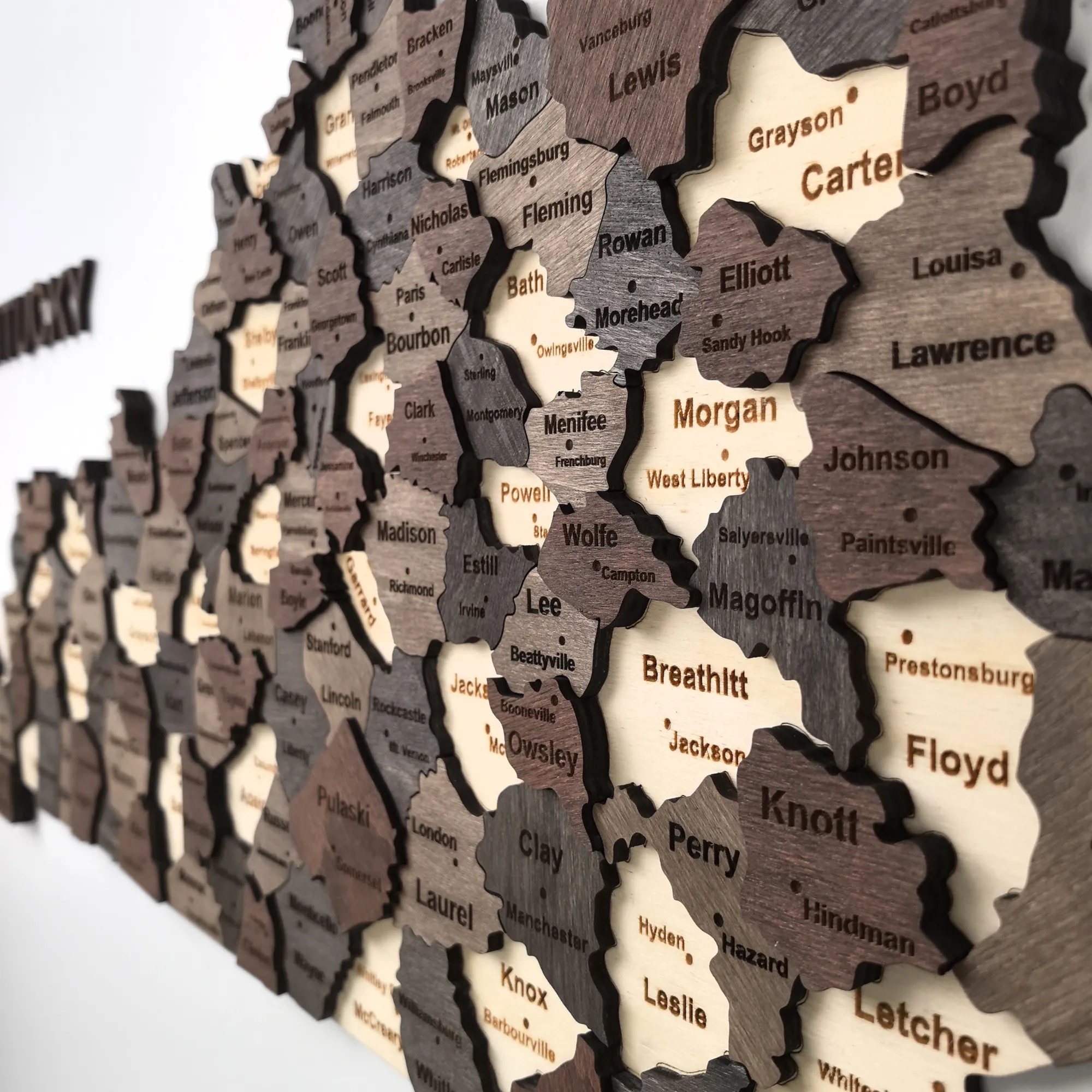 Wooden Kentucky State Map