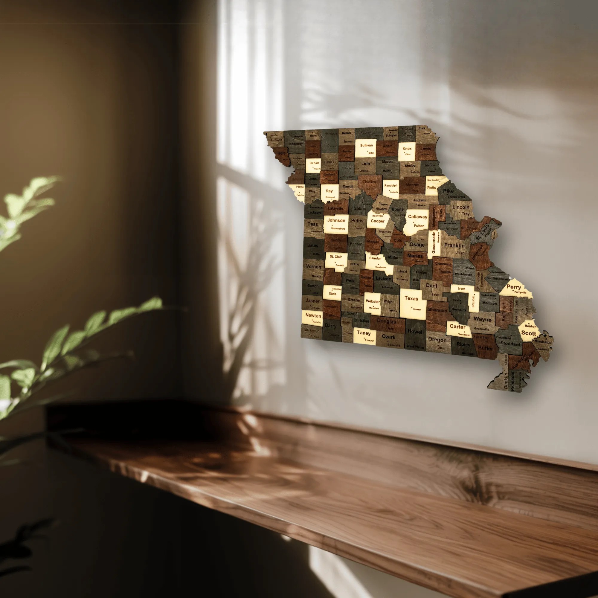 Wooden Missouri State Map