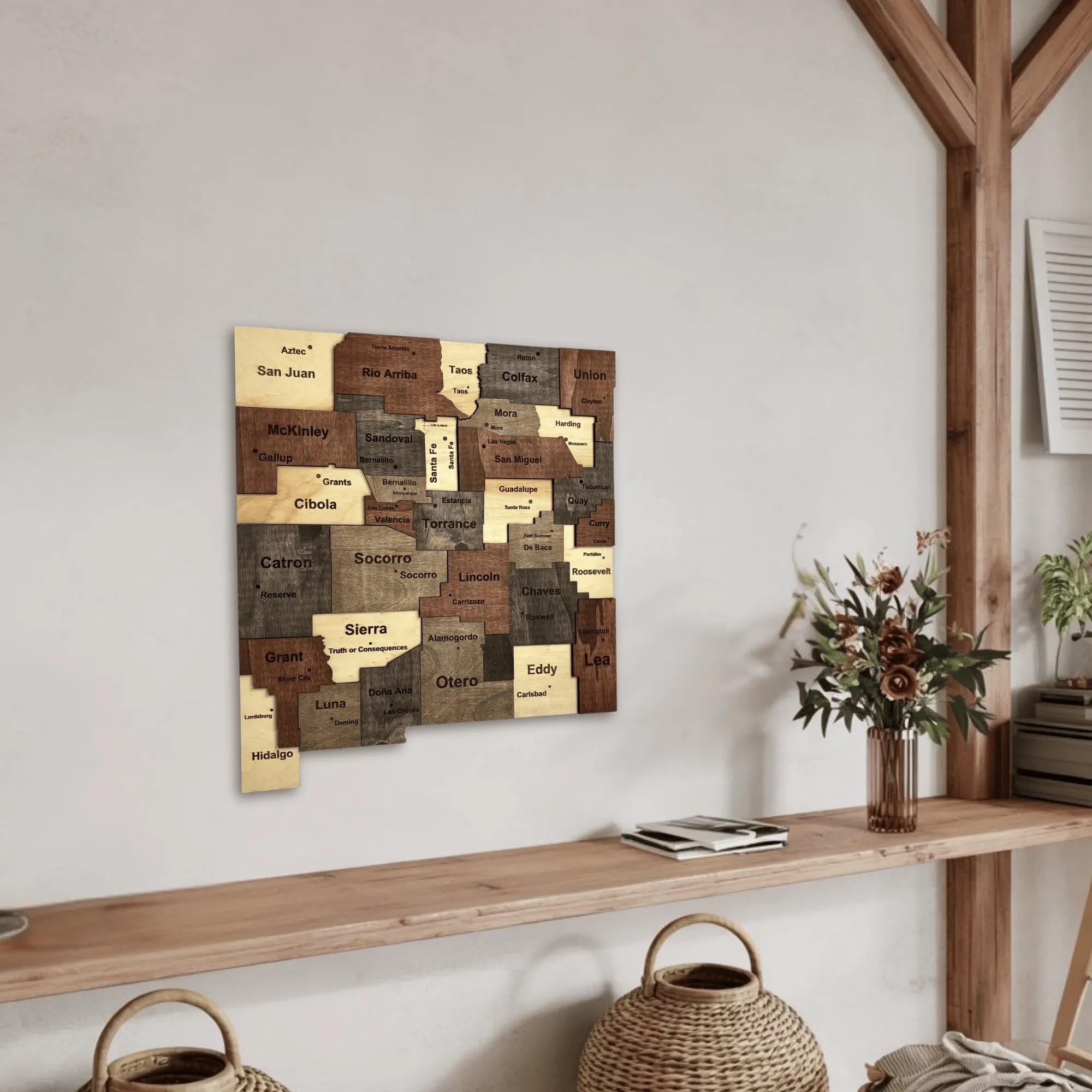 Wooden New Mexico State Map