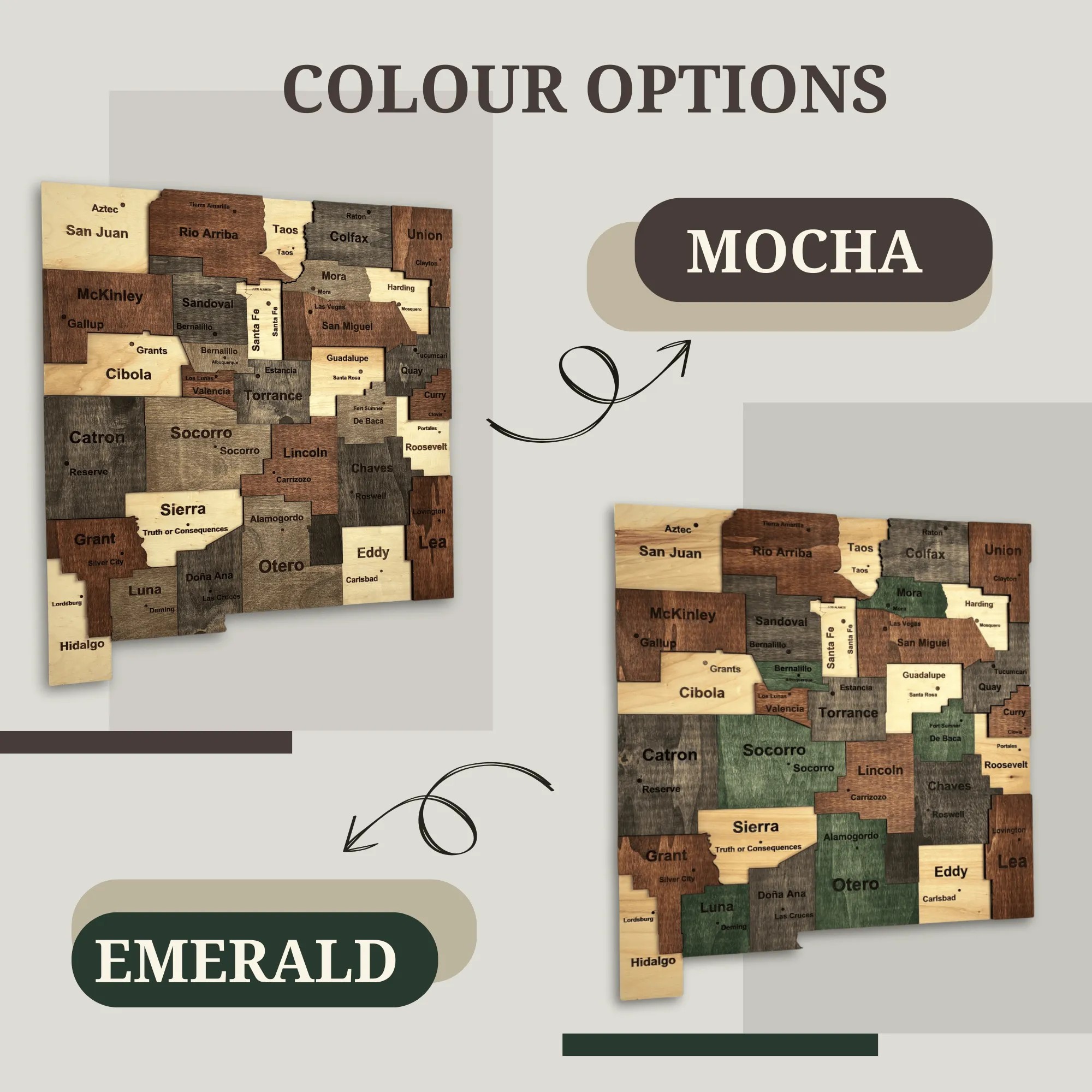 Wooden New Mexico State Map