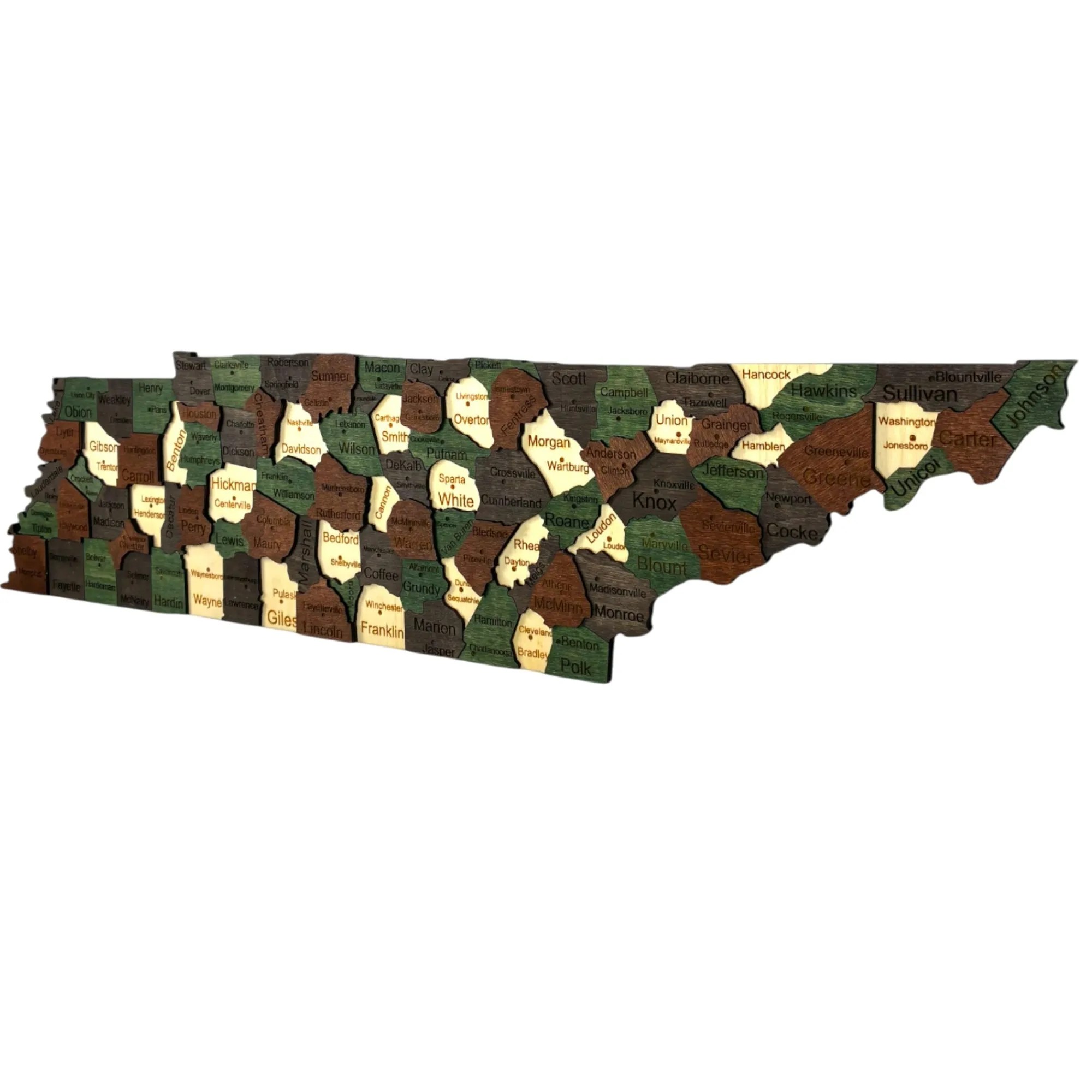 Wooden Tennessee State Map - Emerald (Green)