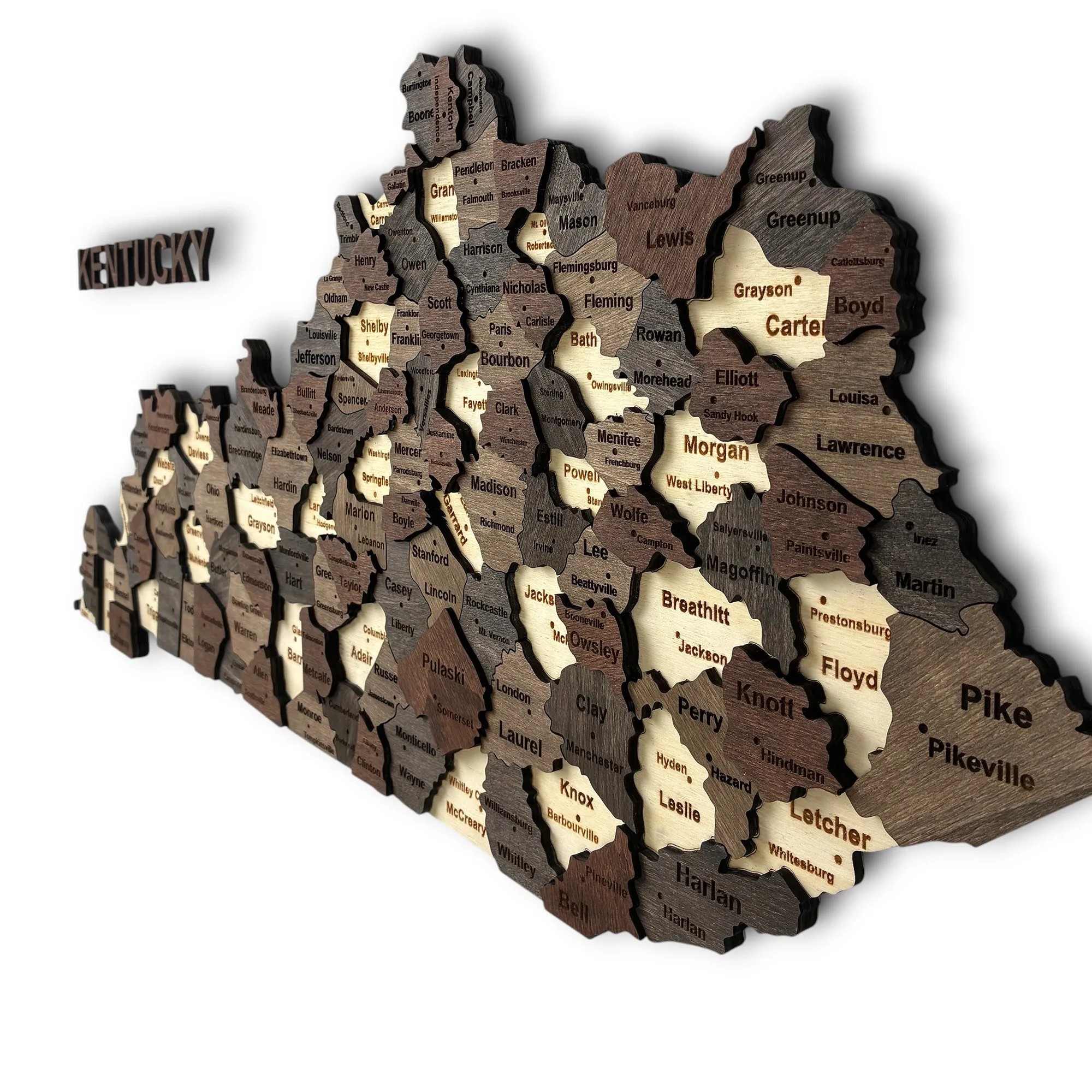 Wooden Kentucky State Map