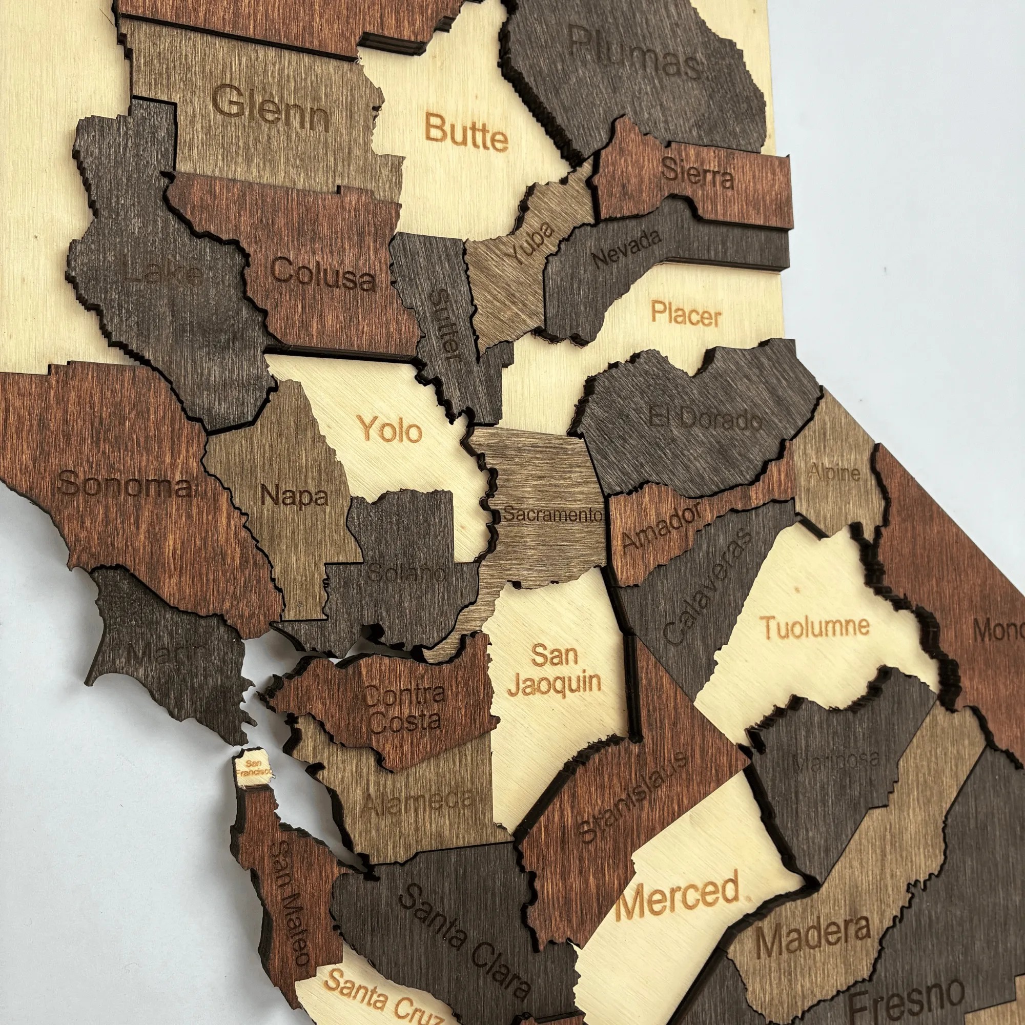 Wooden California State Map