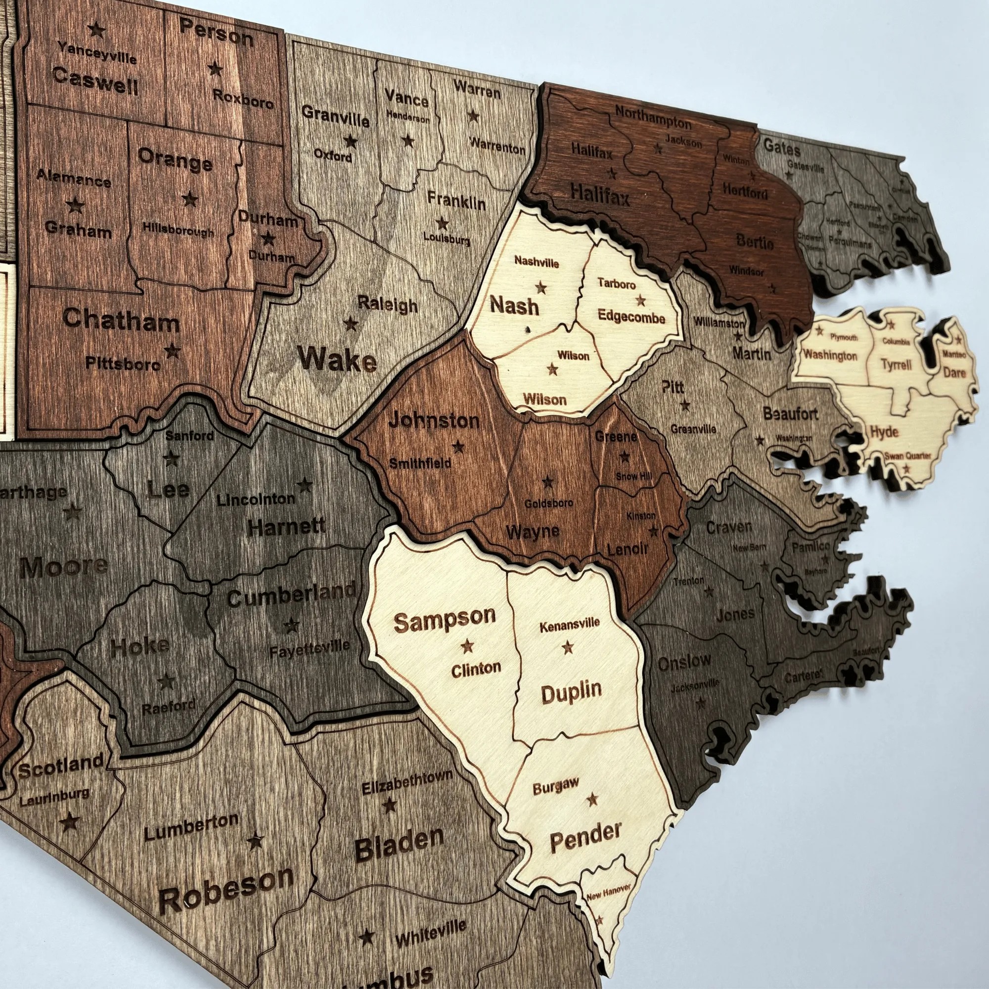Wooden North Carolina State Map